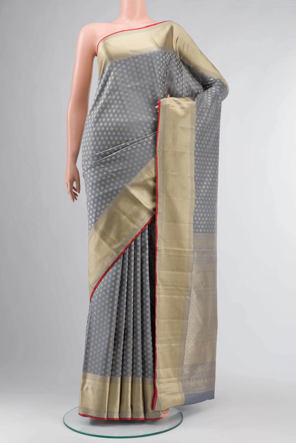 Grey Kanchipuram Silk Saree