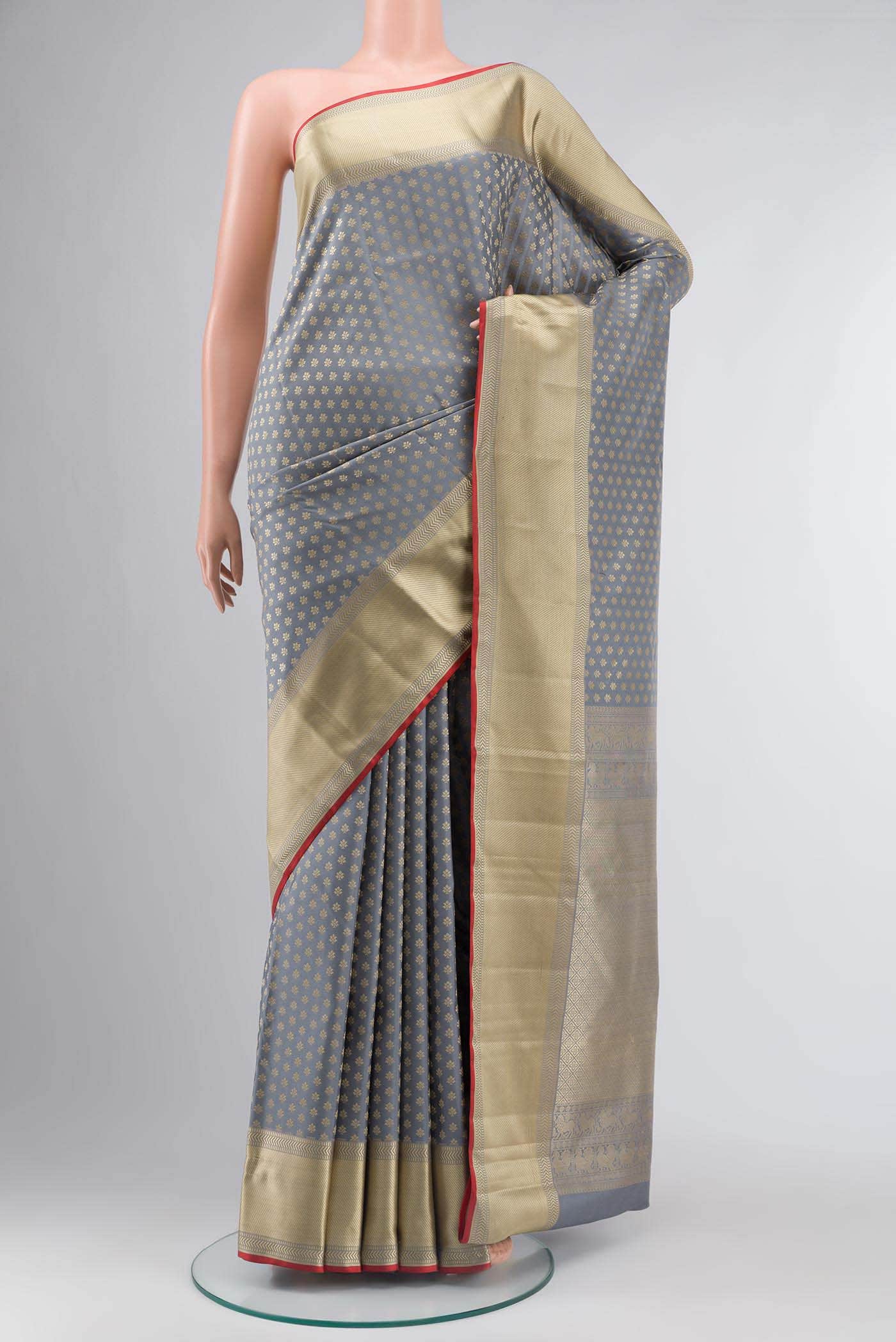 Grey Kanchipuram Silk Saree
