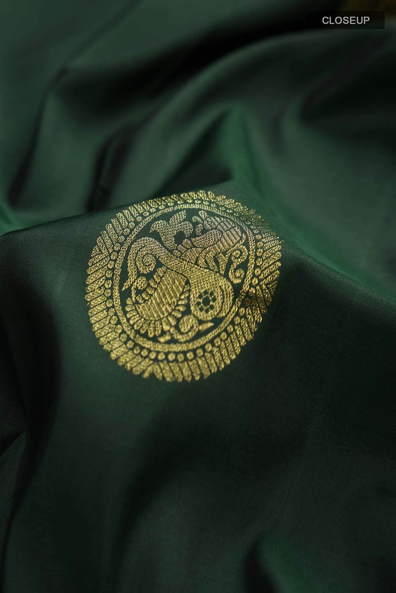 Bottle Green Kanchipuram Silk Saree