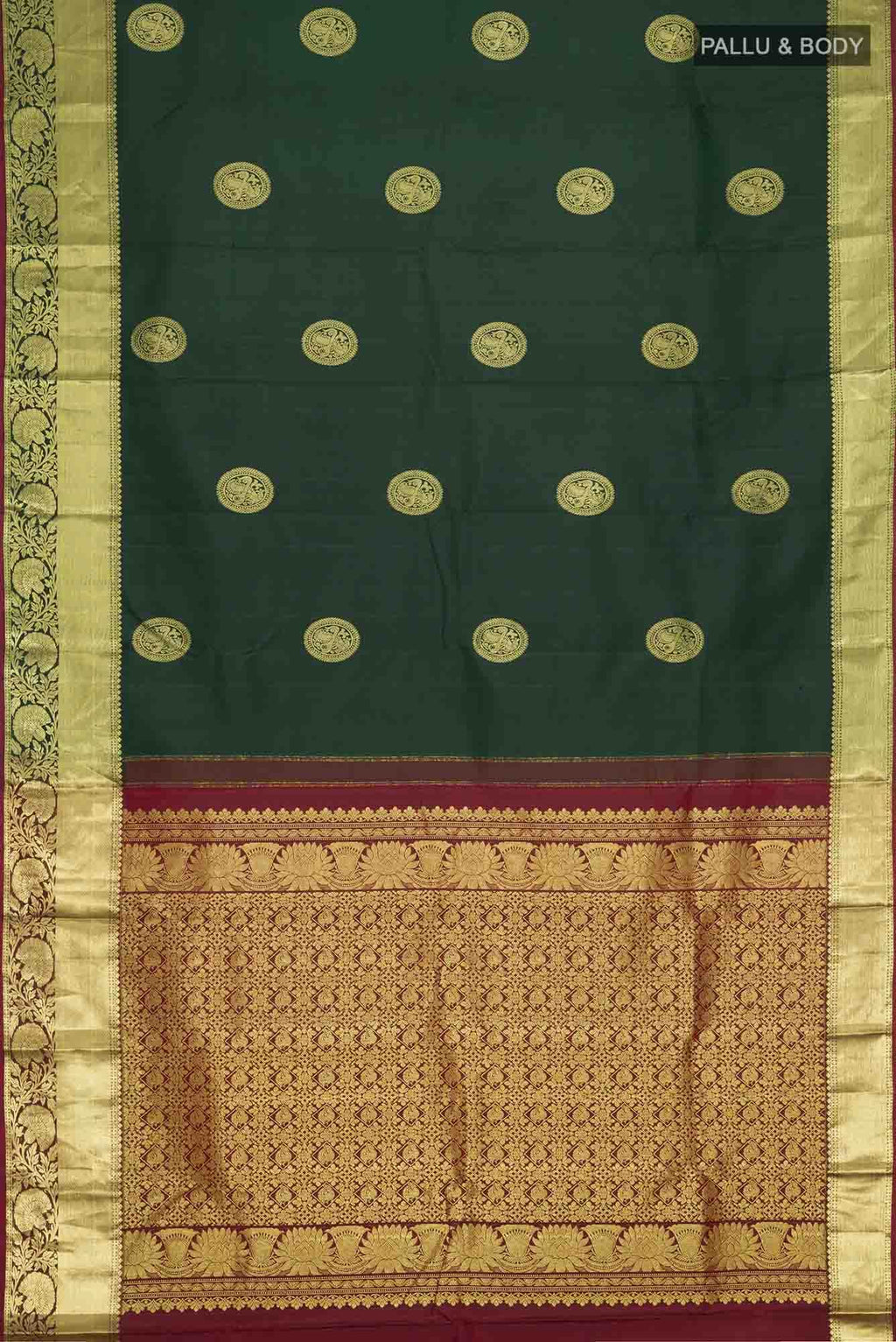 Bottle Green Kanchipuram Silk Saree