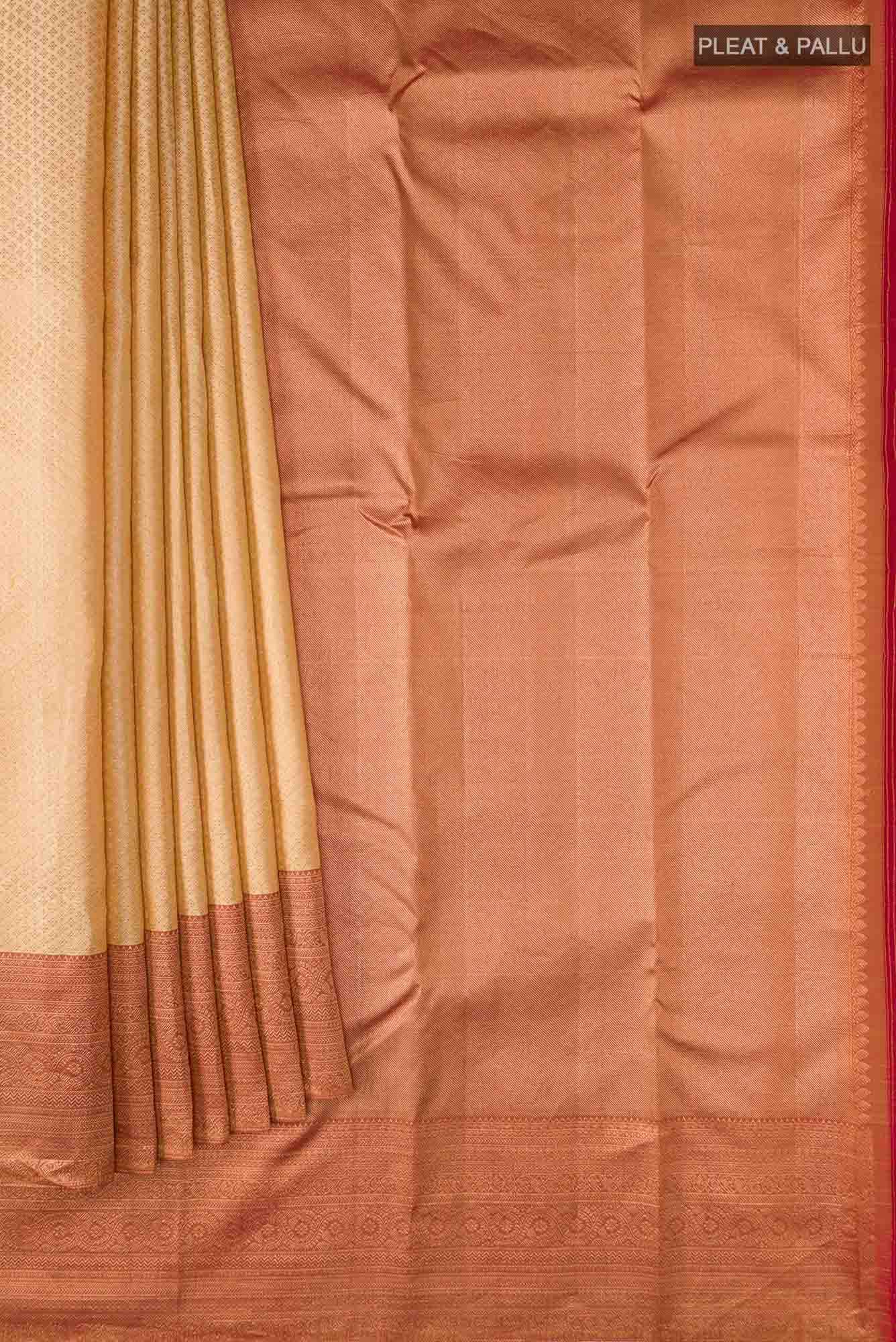 Beige Kanchipuram Silk Saree