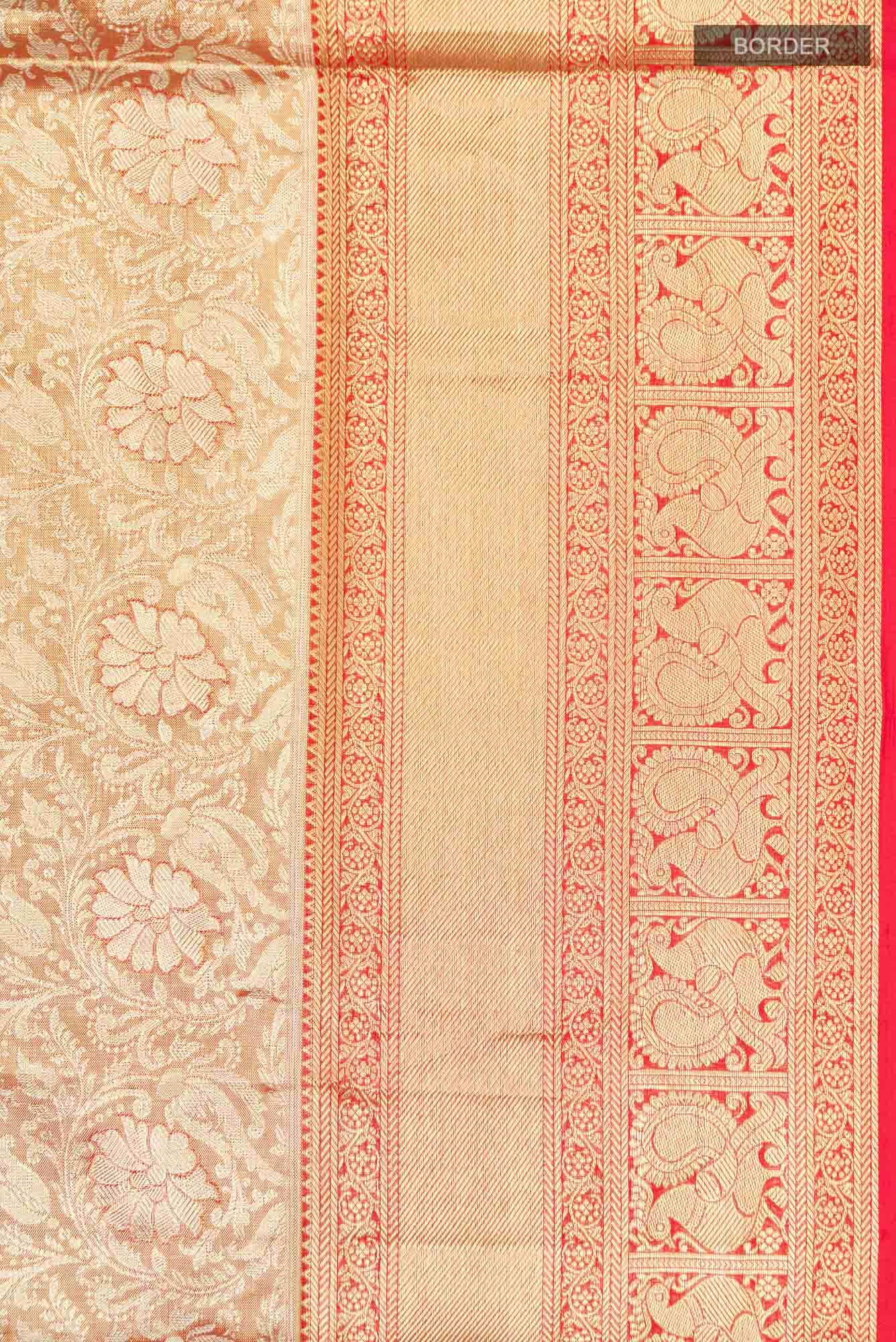 Gold with Red Dual Tone Kanchipuram Tissue Silk Saree