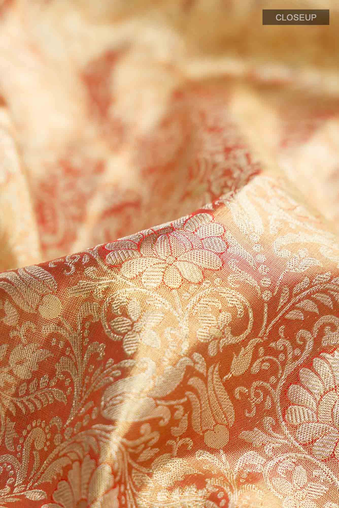 Gold with Red Dual Tone Kanchipuram Tissue Silk Saree
