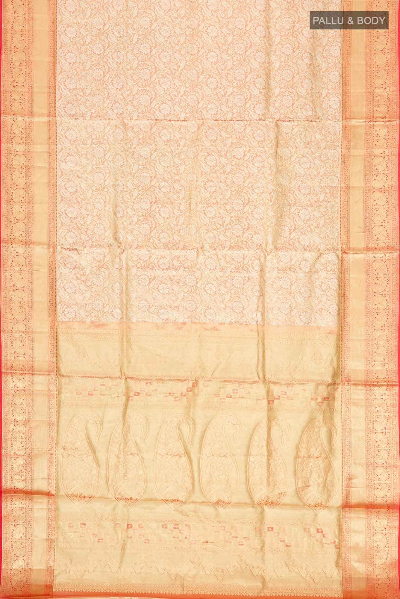 Gold with Red Dual Tone Kanchipuram Tissue Silk Saree