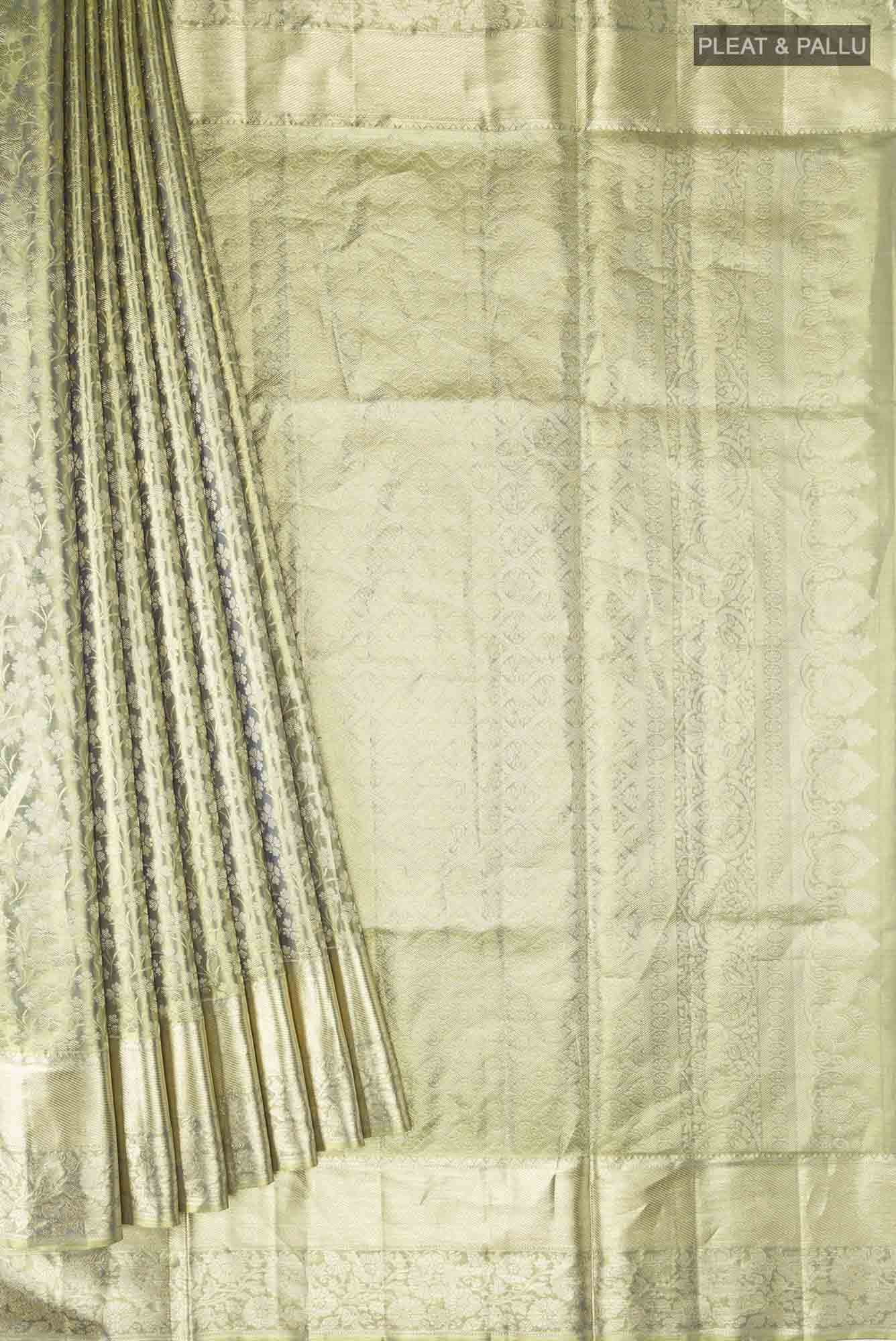 Green with Gold Dual Tone Kanchipuram Tissue Silk Saree