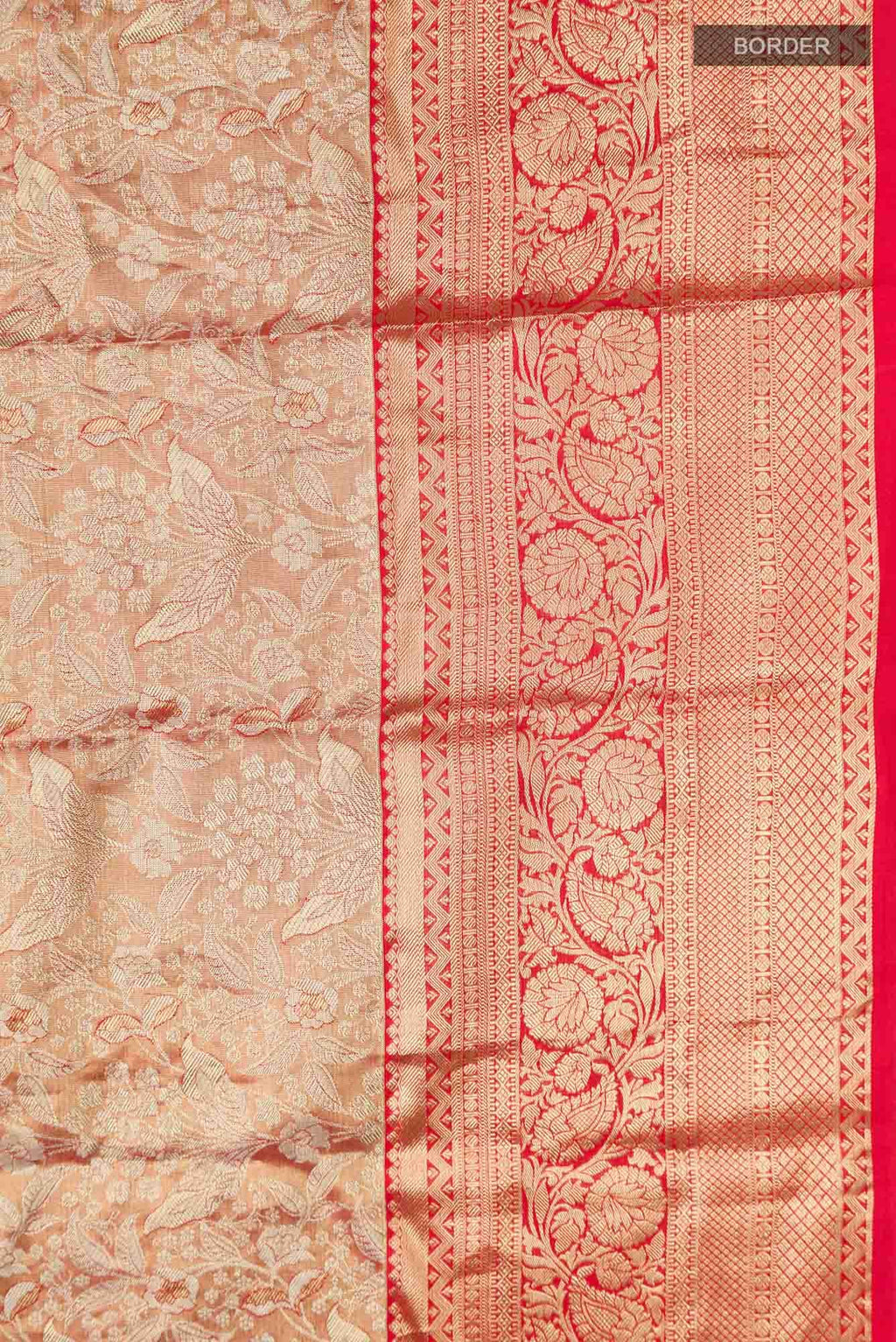 Gold with Red Dual Tone Kanchipuram Tissue Silk Saree