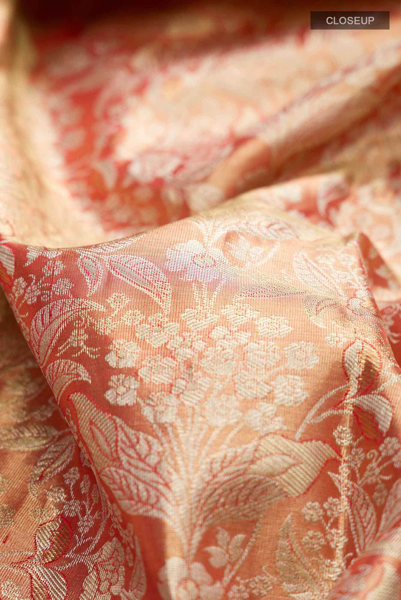 Gold with Red Dual Tone Kanchipuram Tissue Silk Saree