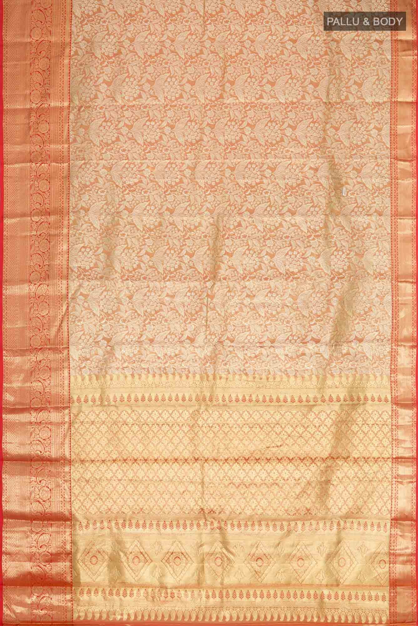 Gold with Red Dual Tone Kanchipuram Tissue Silk Saree