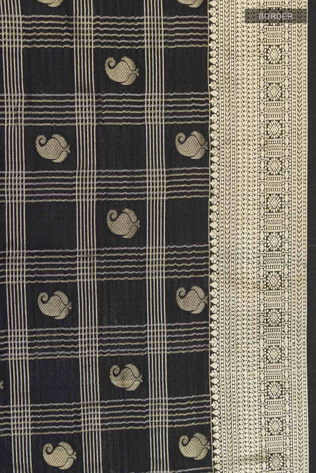 Black Mysore Crepe Saree