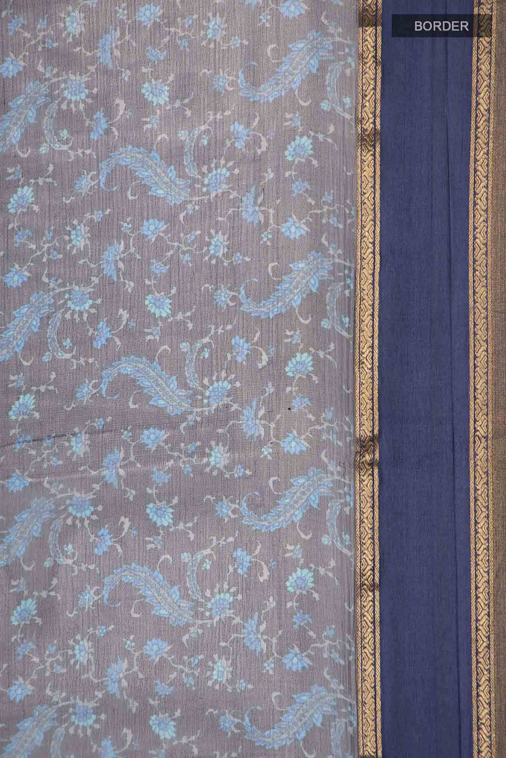 Blue Mysore Chiffon Saree