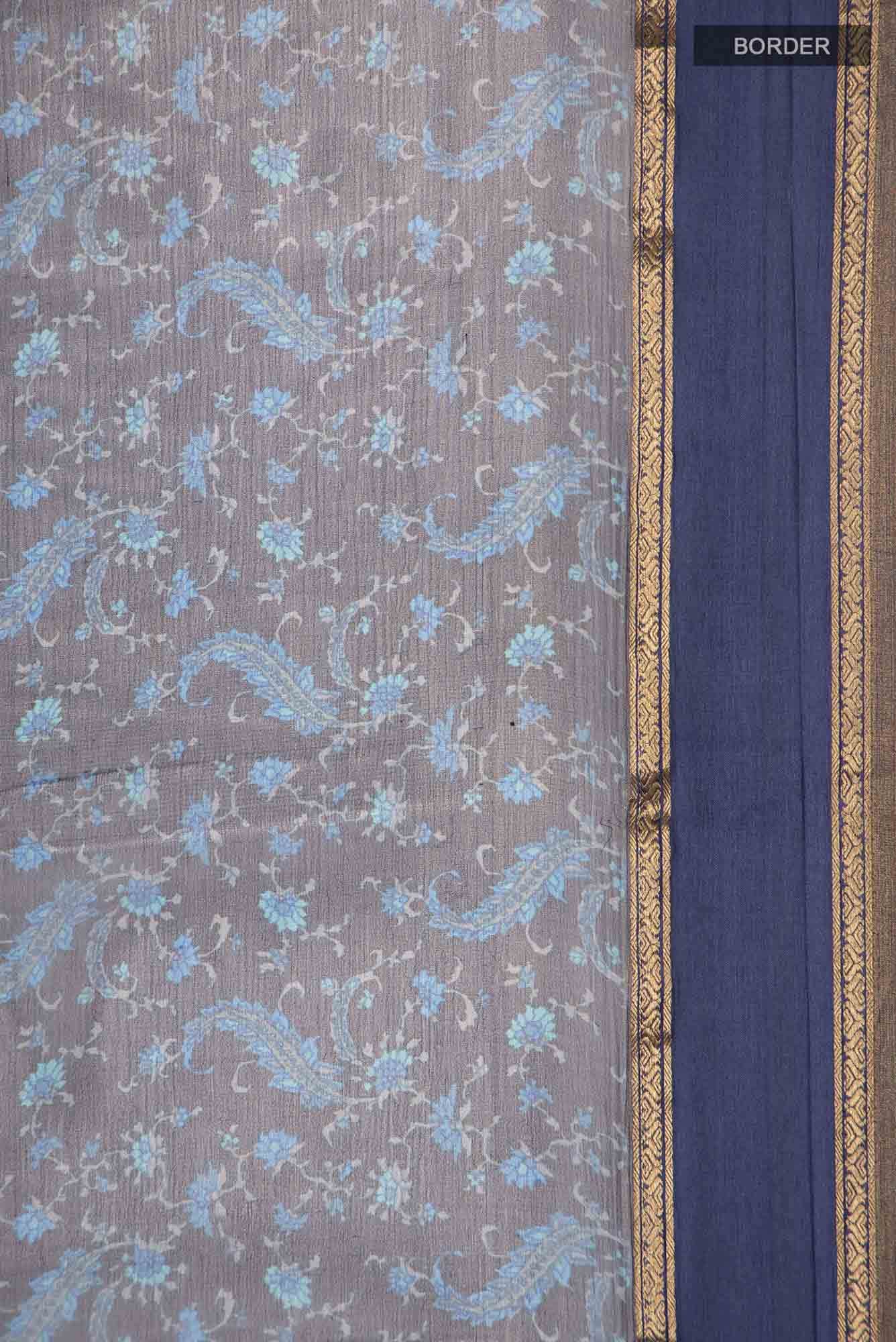 Blue Mysore Chiffon Saree