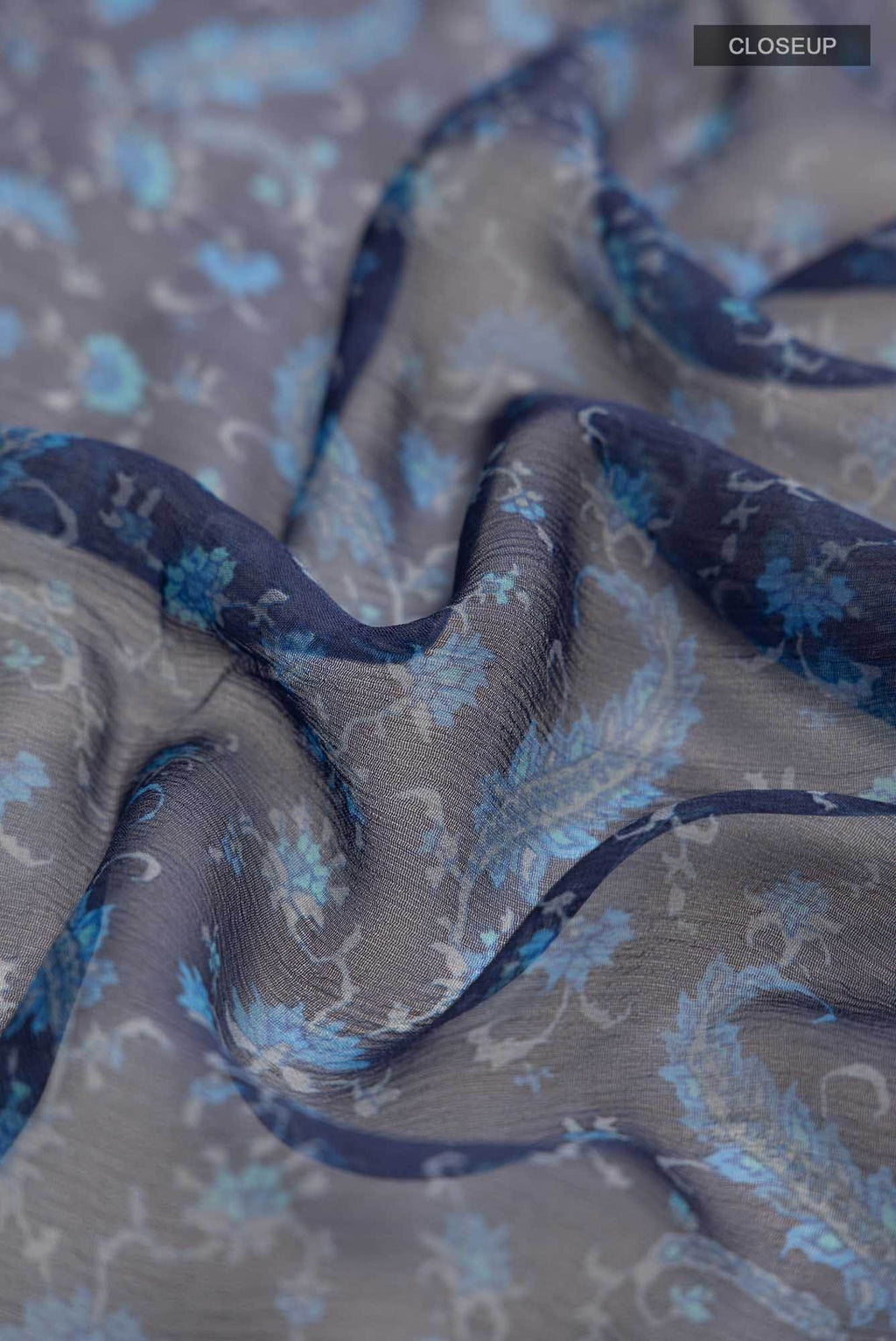 Blue Mysore Chiffon Saree