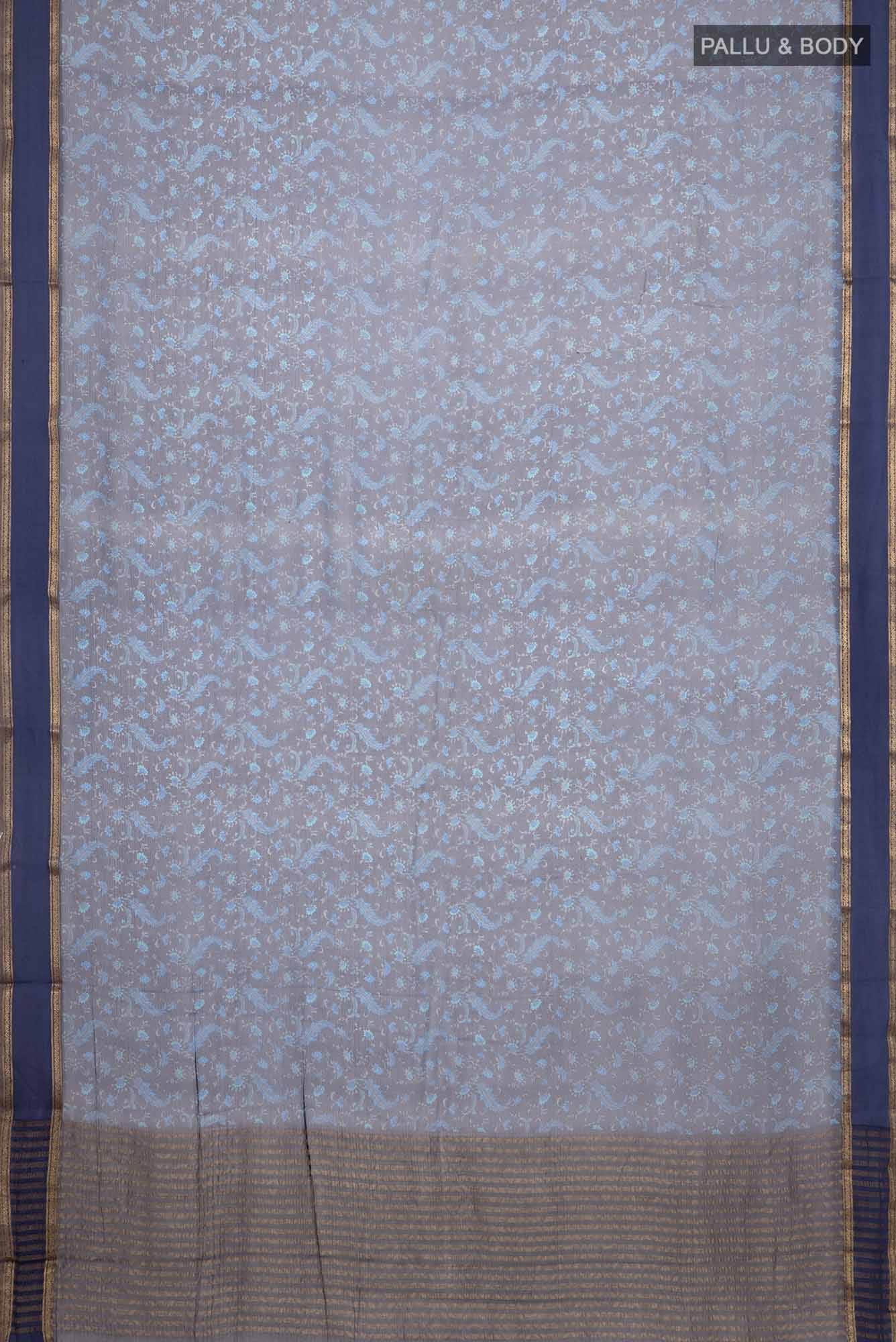 Blue Mysore Chiffon Saree