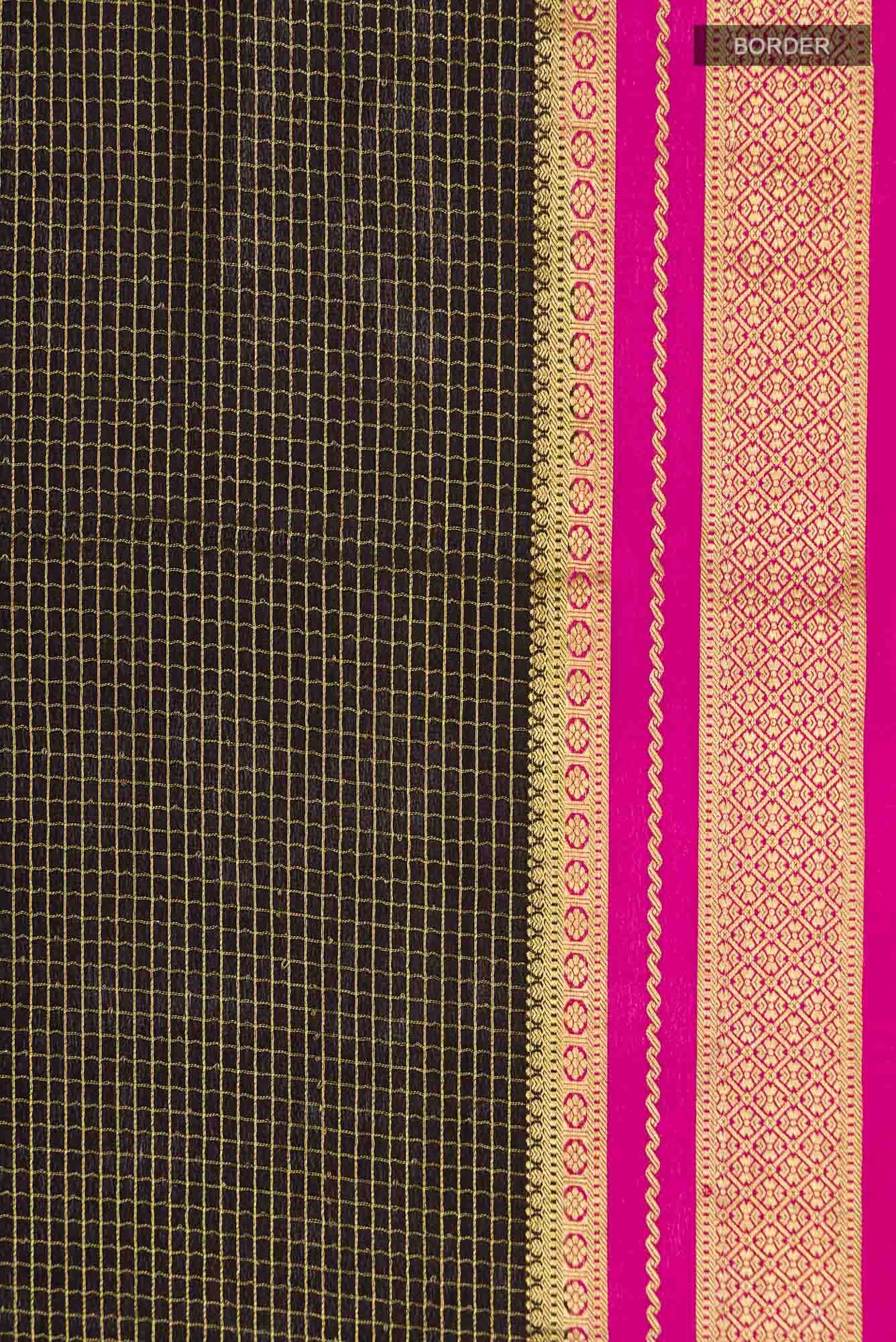 Black Mysore Crepe Saree