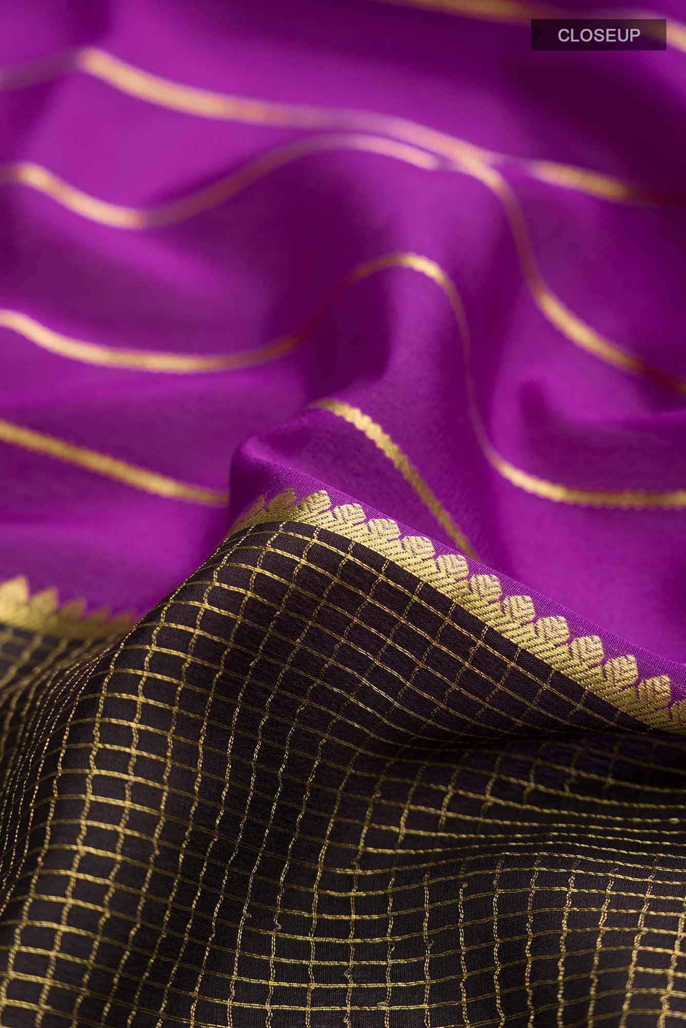 Black Mysore Crepe Saree