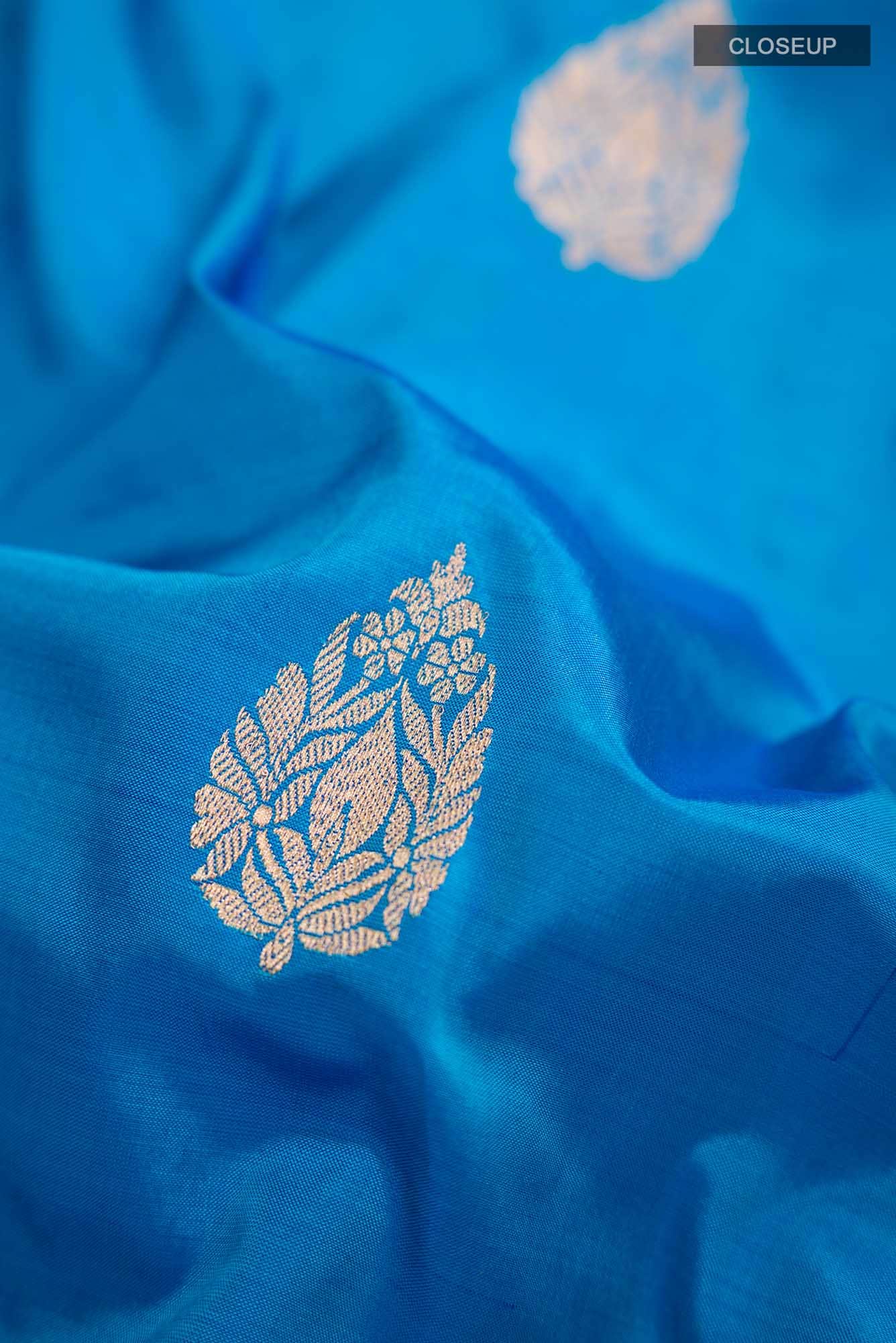 Blue Banarasi Katan Silk Saree