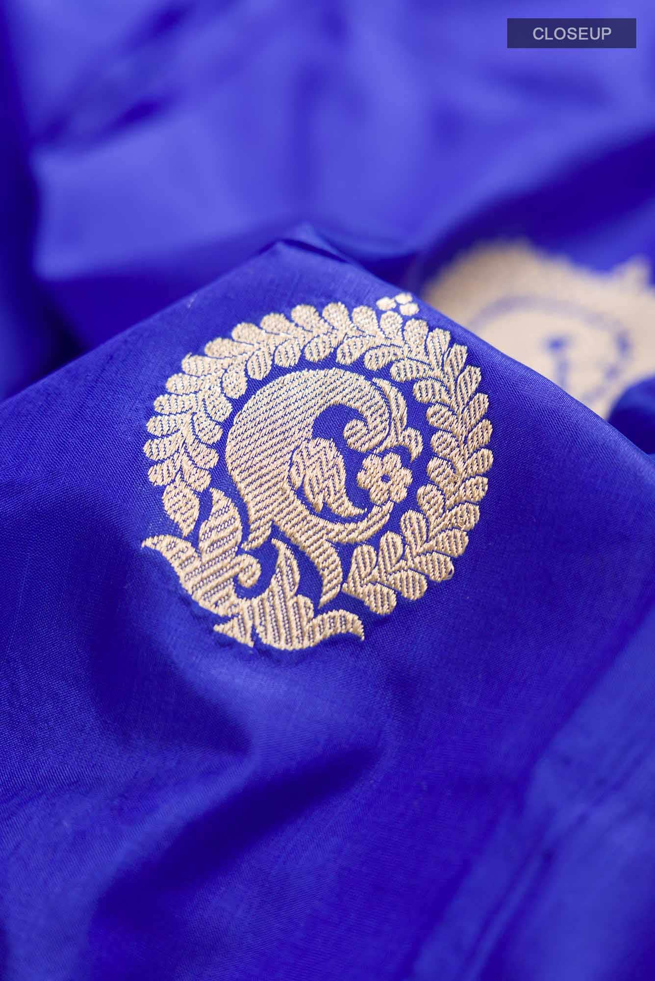 Blue Banarasi Katan Silk Saree
