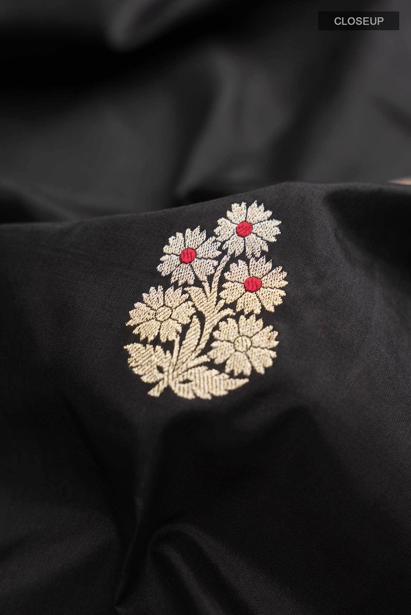 Black Banarasi Katan Silk Saree