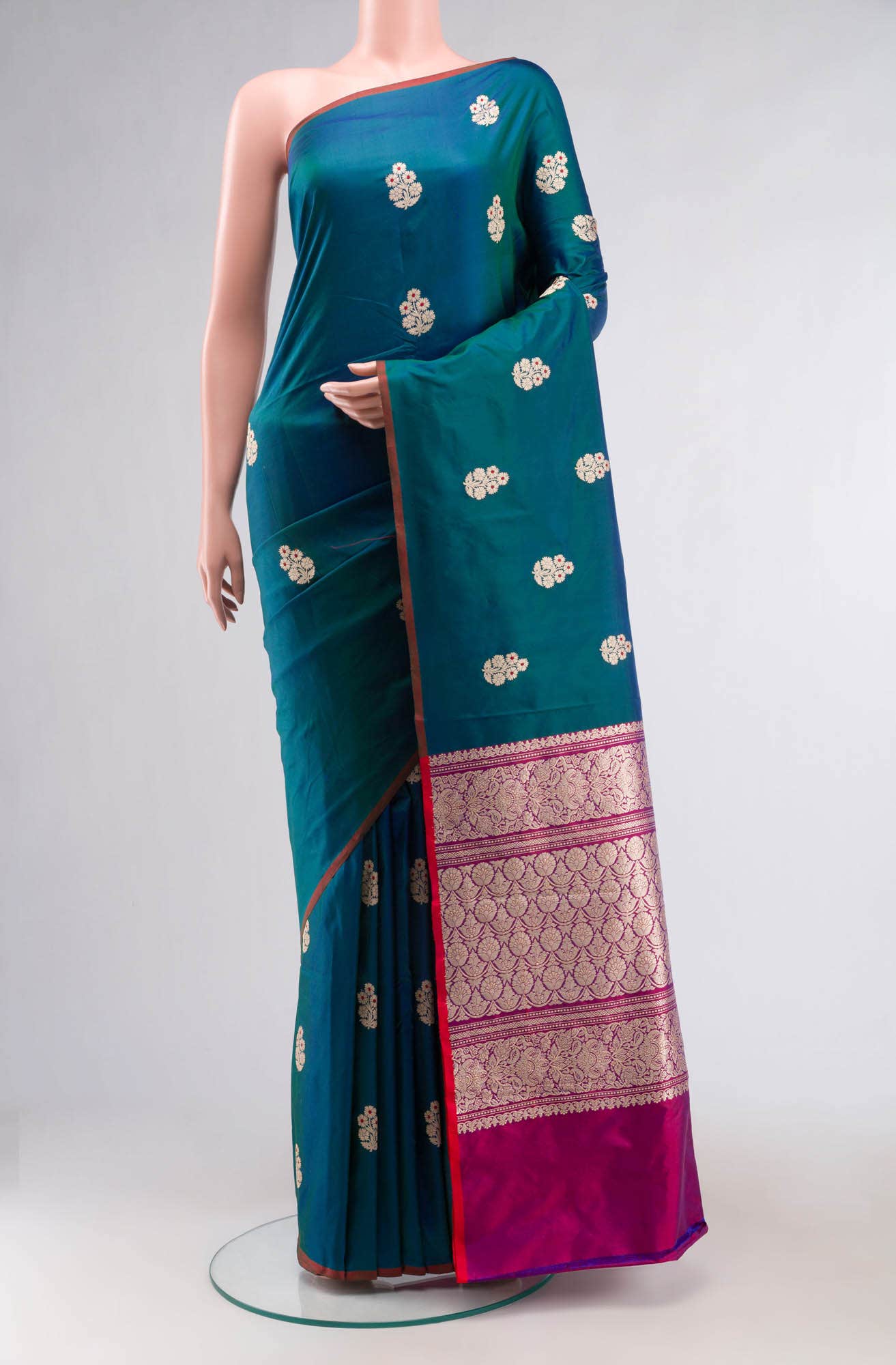 Blue Banarasi Katan Silk Saree