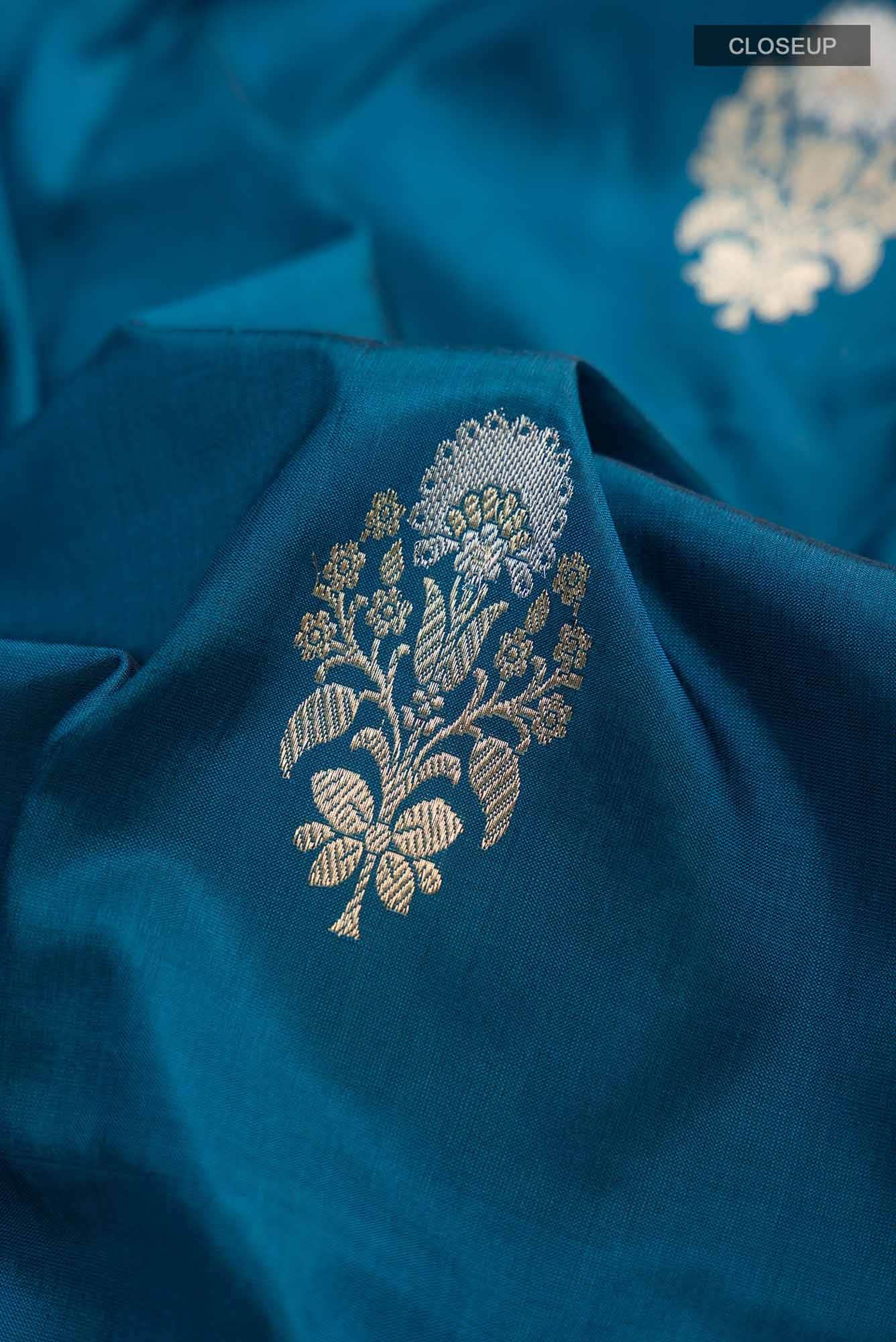 Blue Banarasi Katan Silk Saree