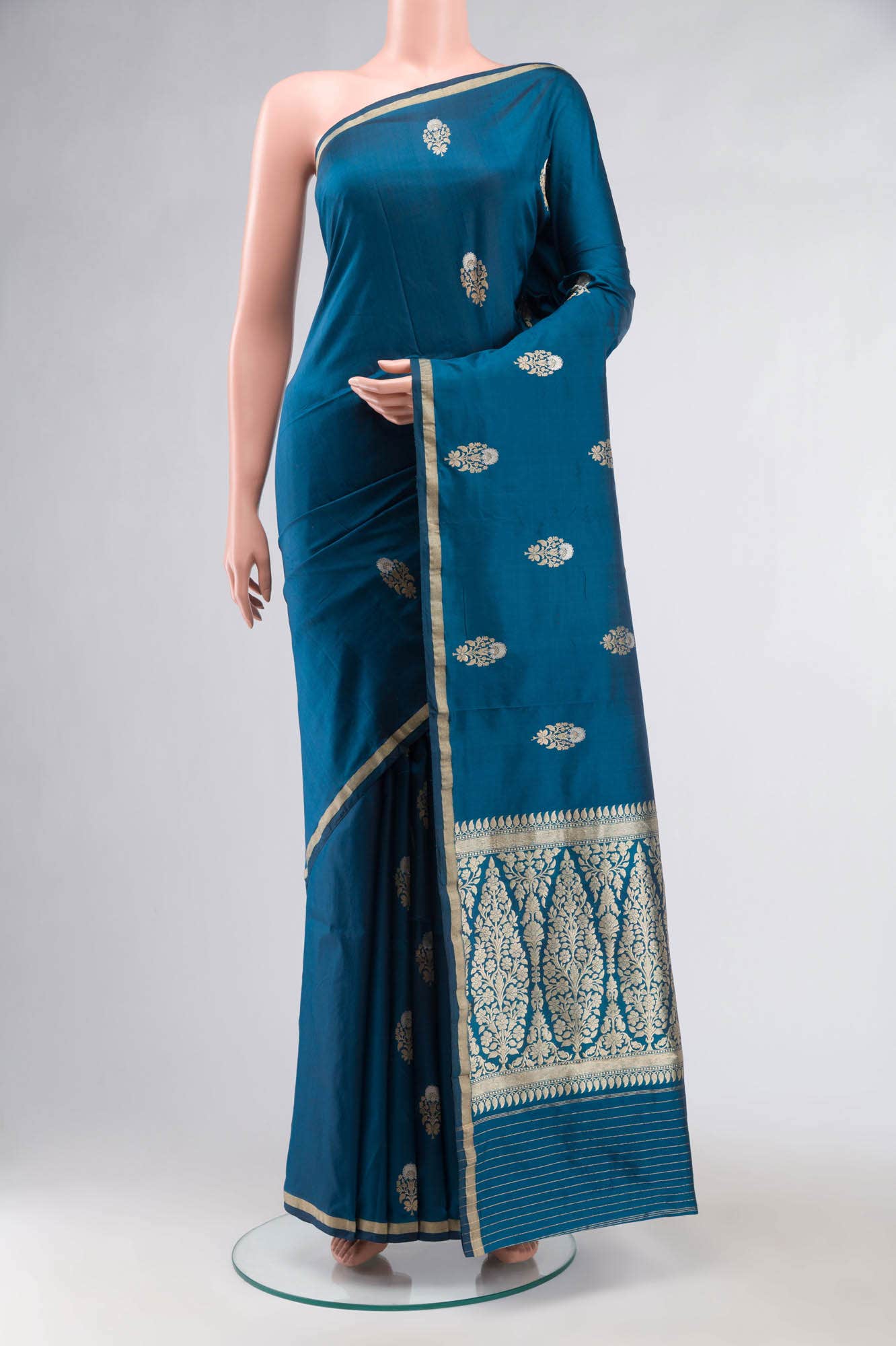 Blue Banarasi Katan Silk Saree