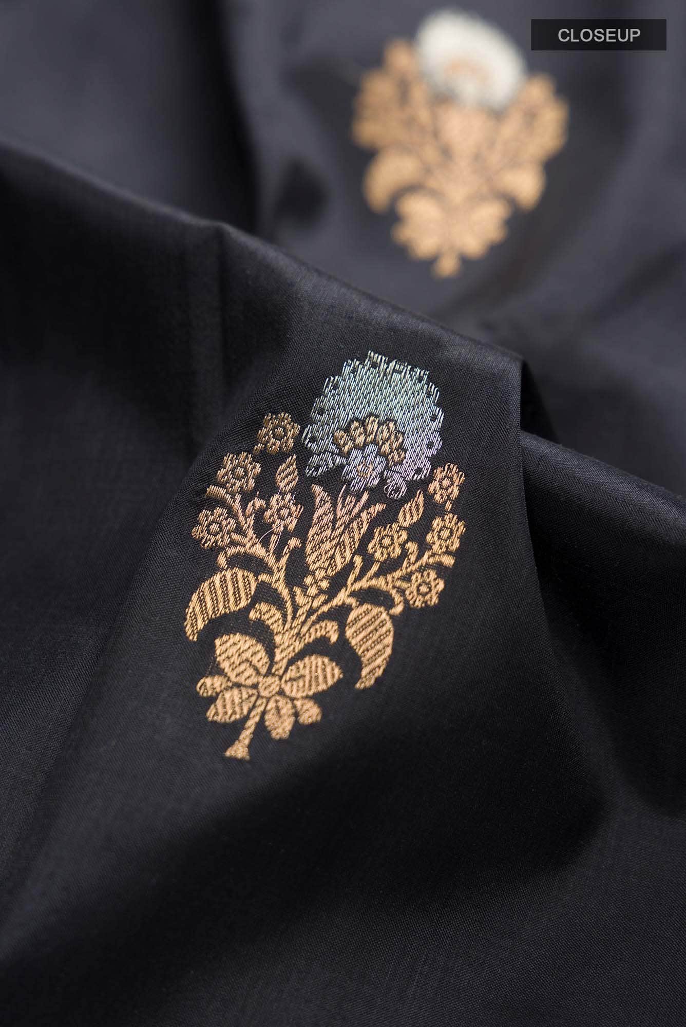 Black Banarasi Katan Silk Saree