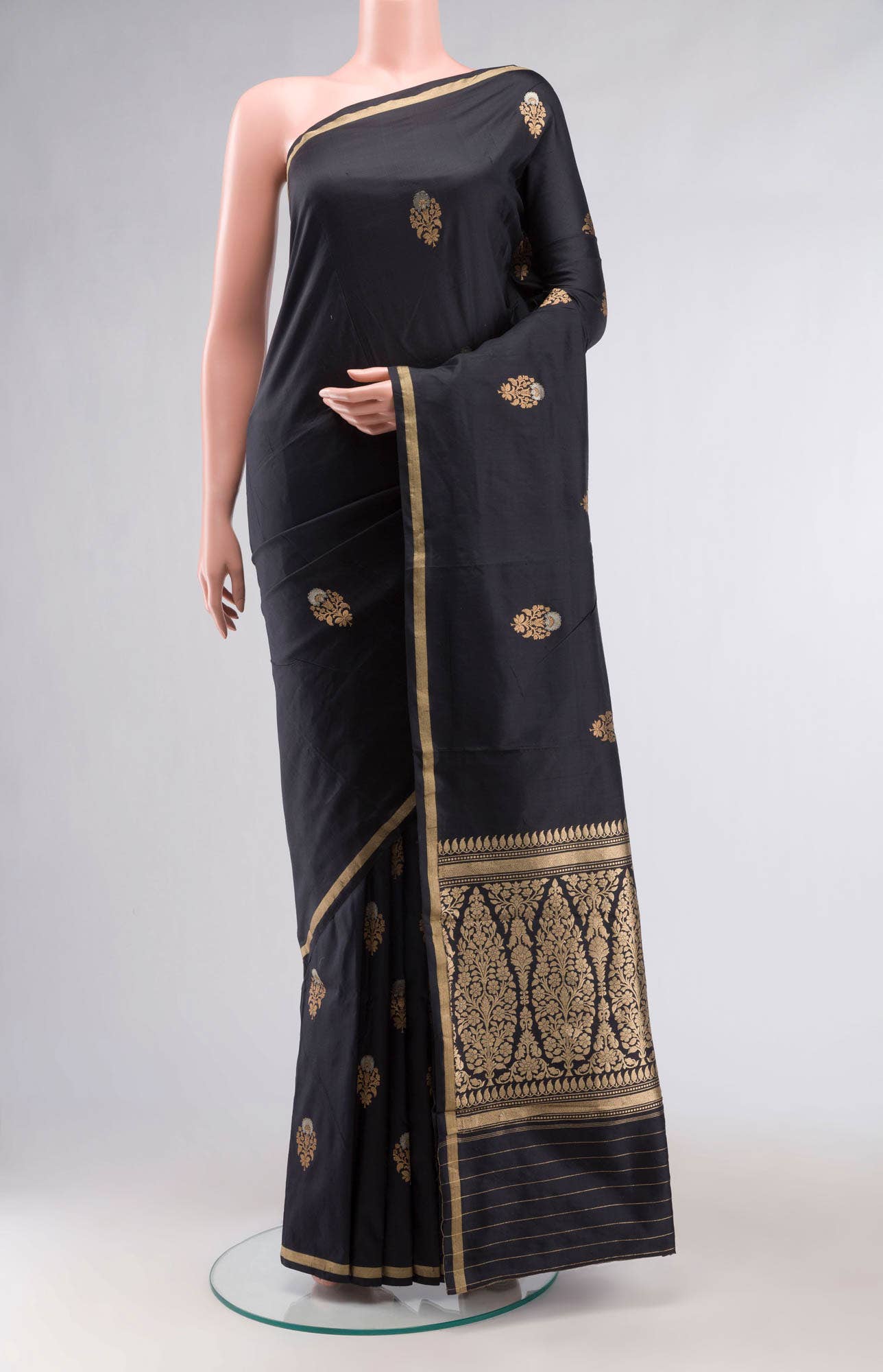 Black Banarasi Katan Silk Saree