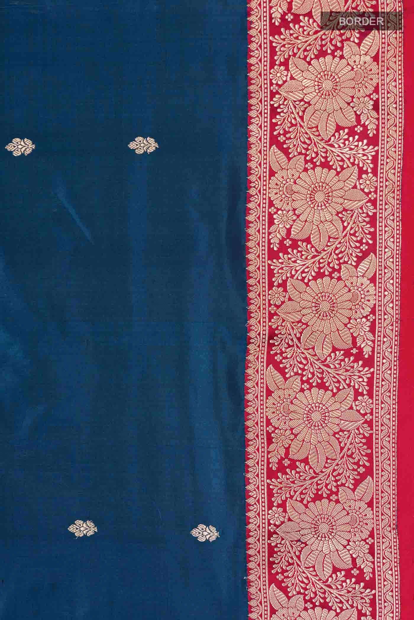 Blue Banarasi Katan Silk Saree