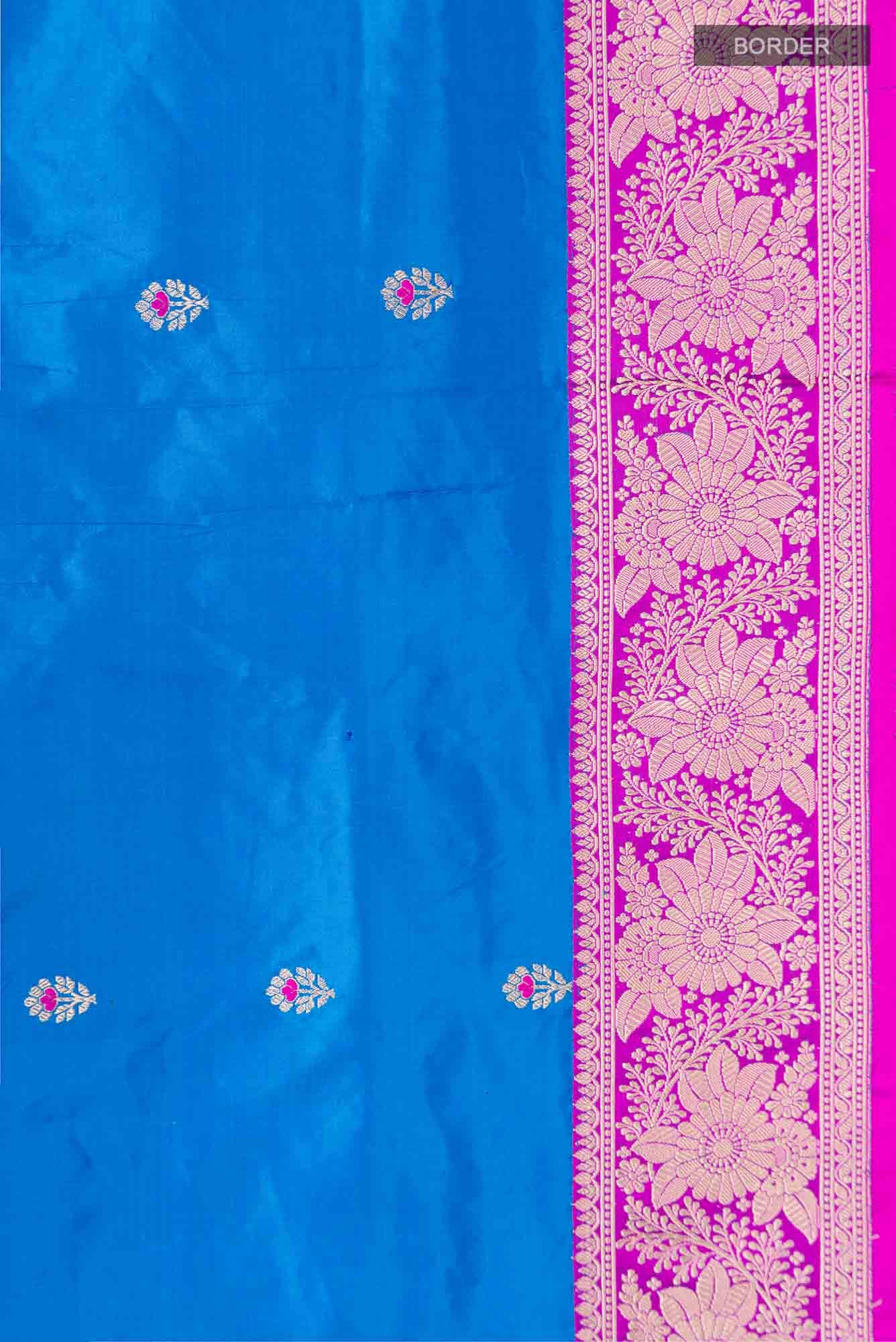 Blue Banarasi Katan Silk Saree