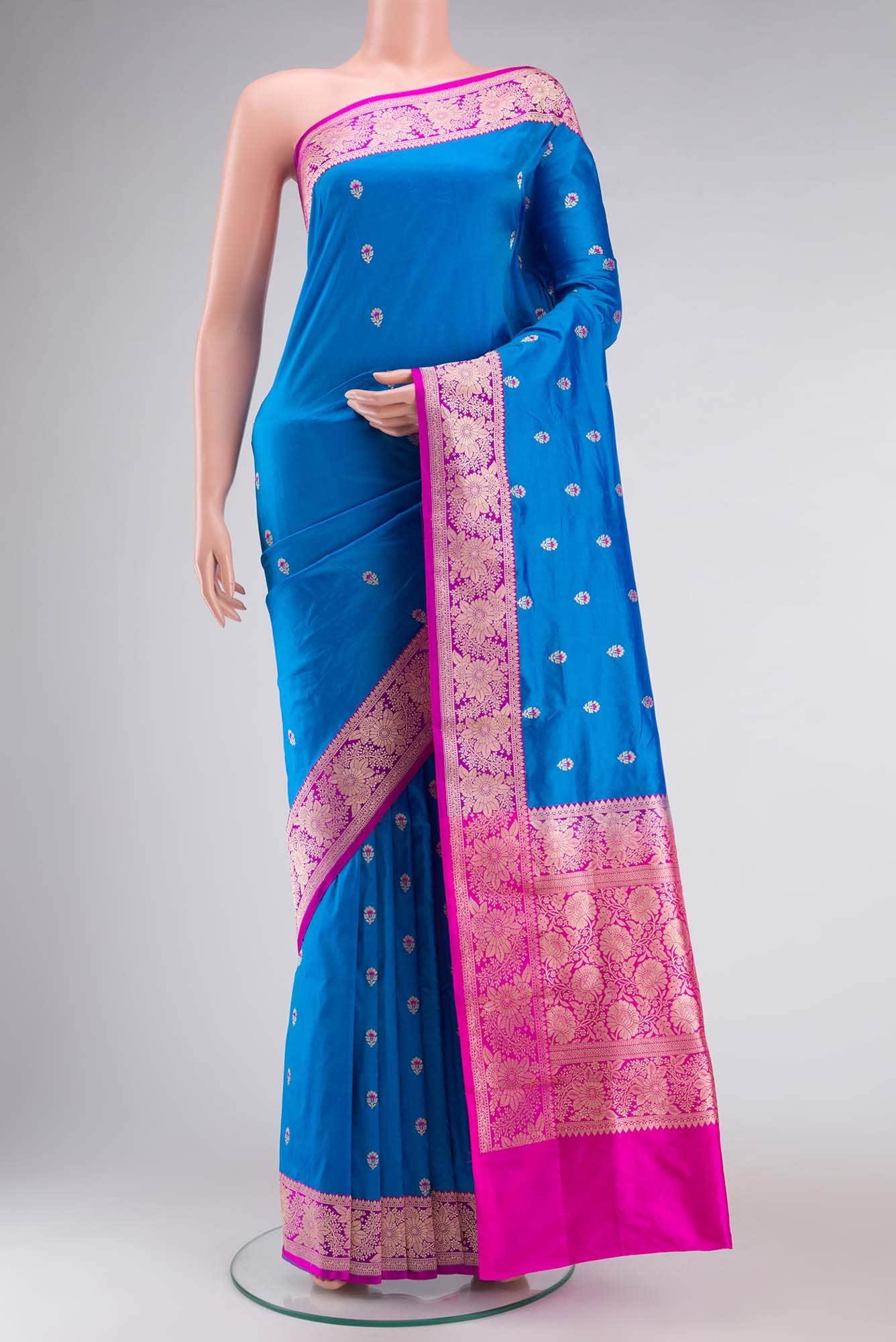 Blue Banarasi Katan Silk Saree