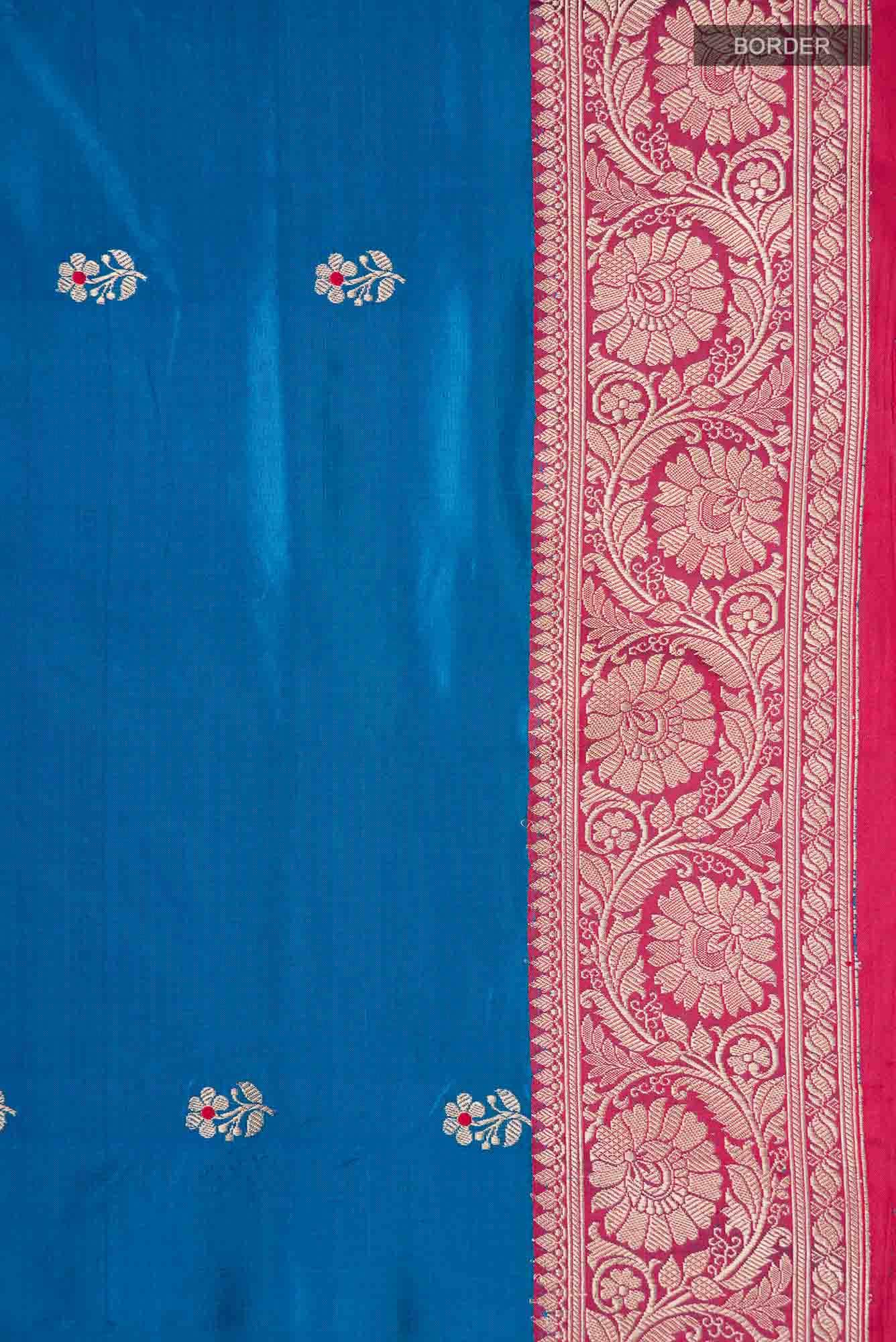 Blue Banarasi Katan Silk Saree