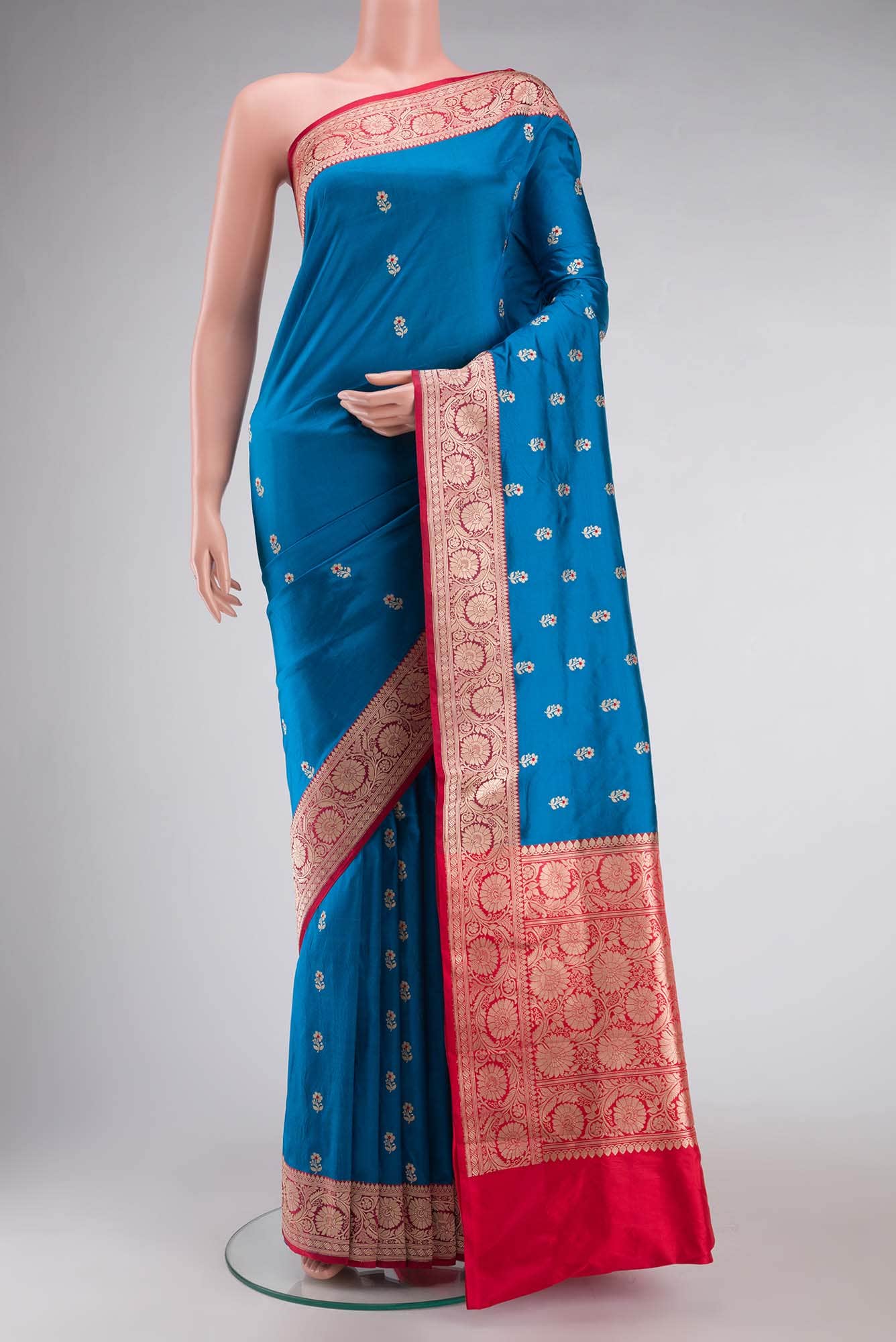 Blue Banarasi Katan Silk Saree