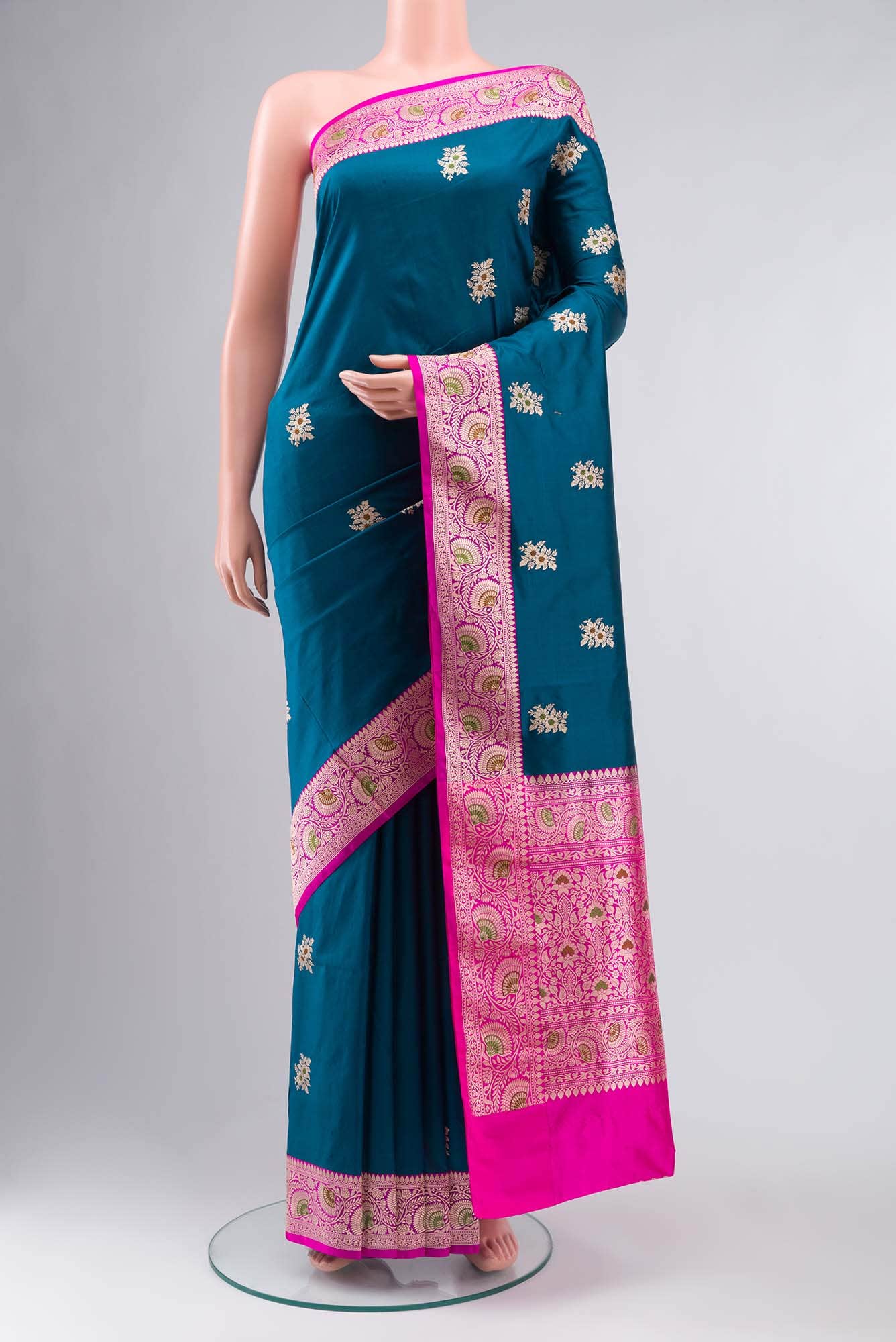 Blue Banarasi Katan Silk Saree