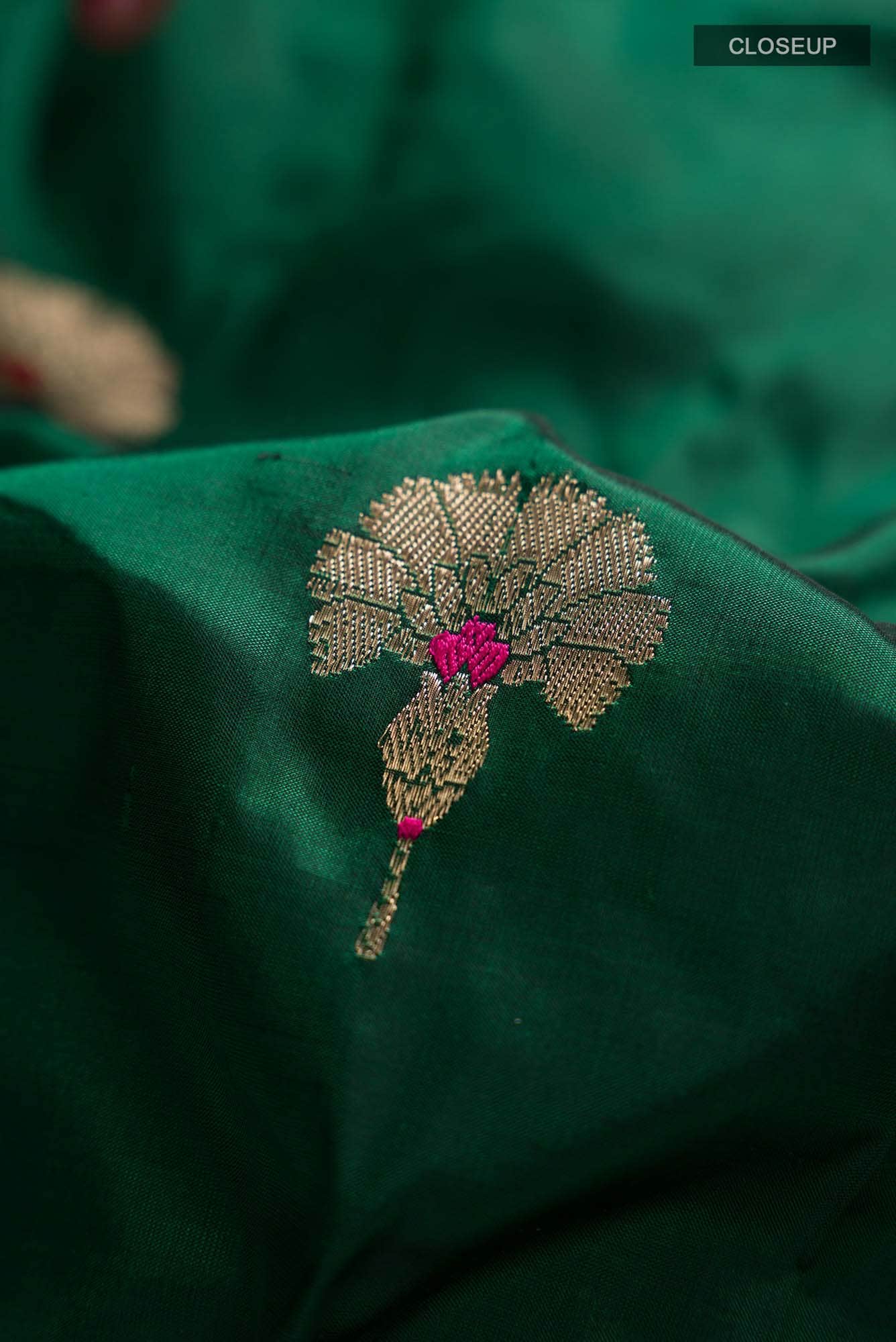 Green Banarasi Katan Silk Saree