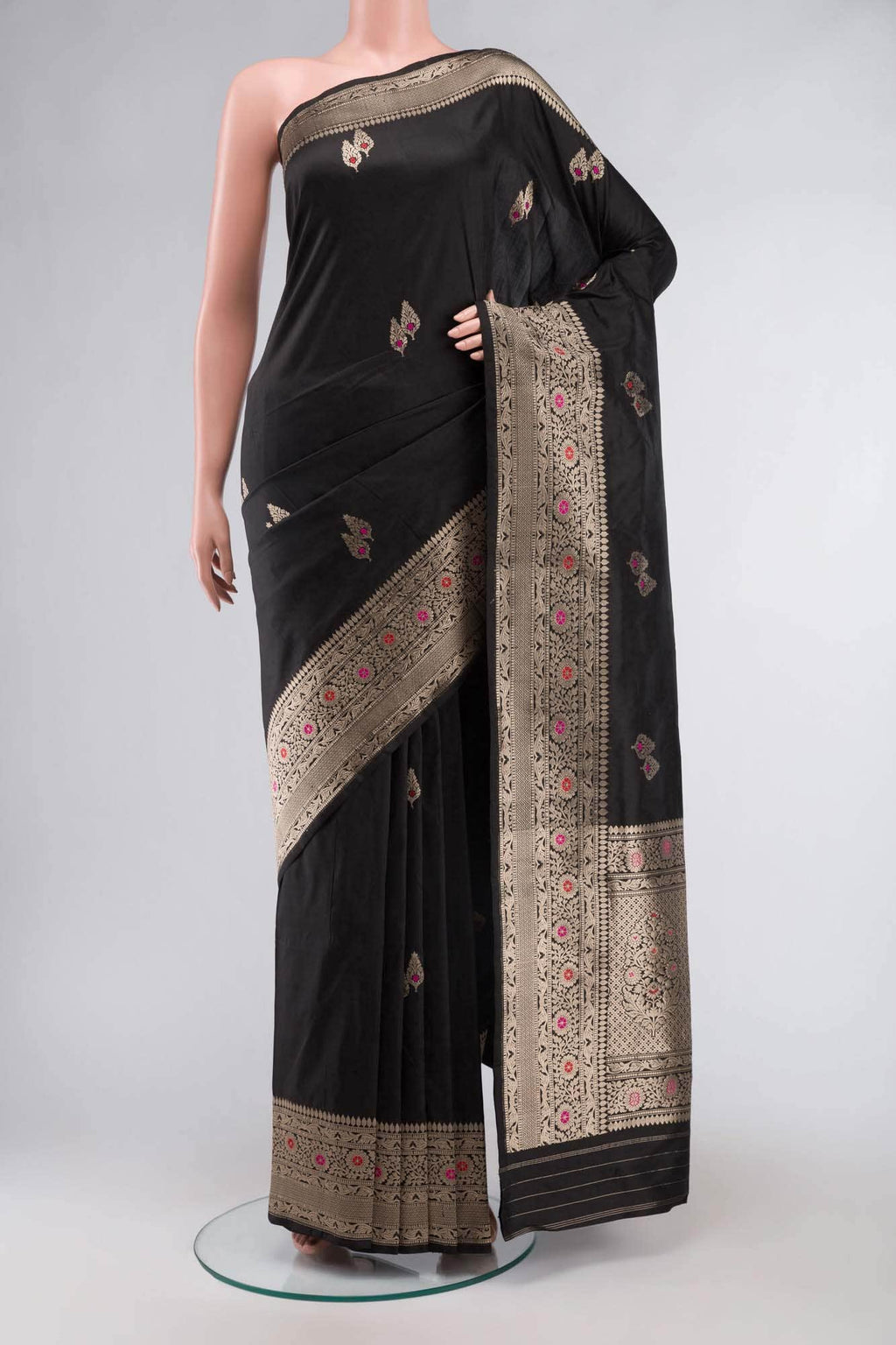 Black Banarasi Katan Silk Saree