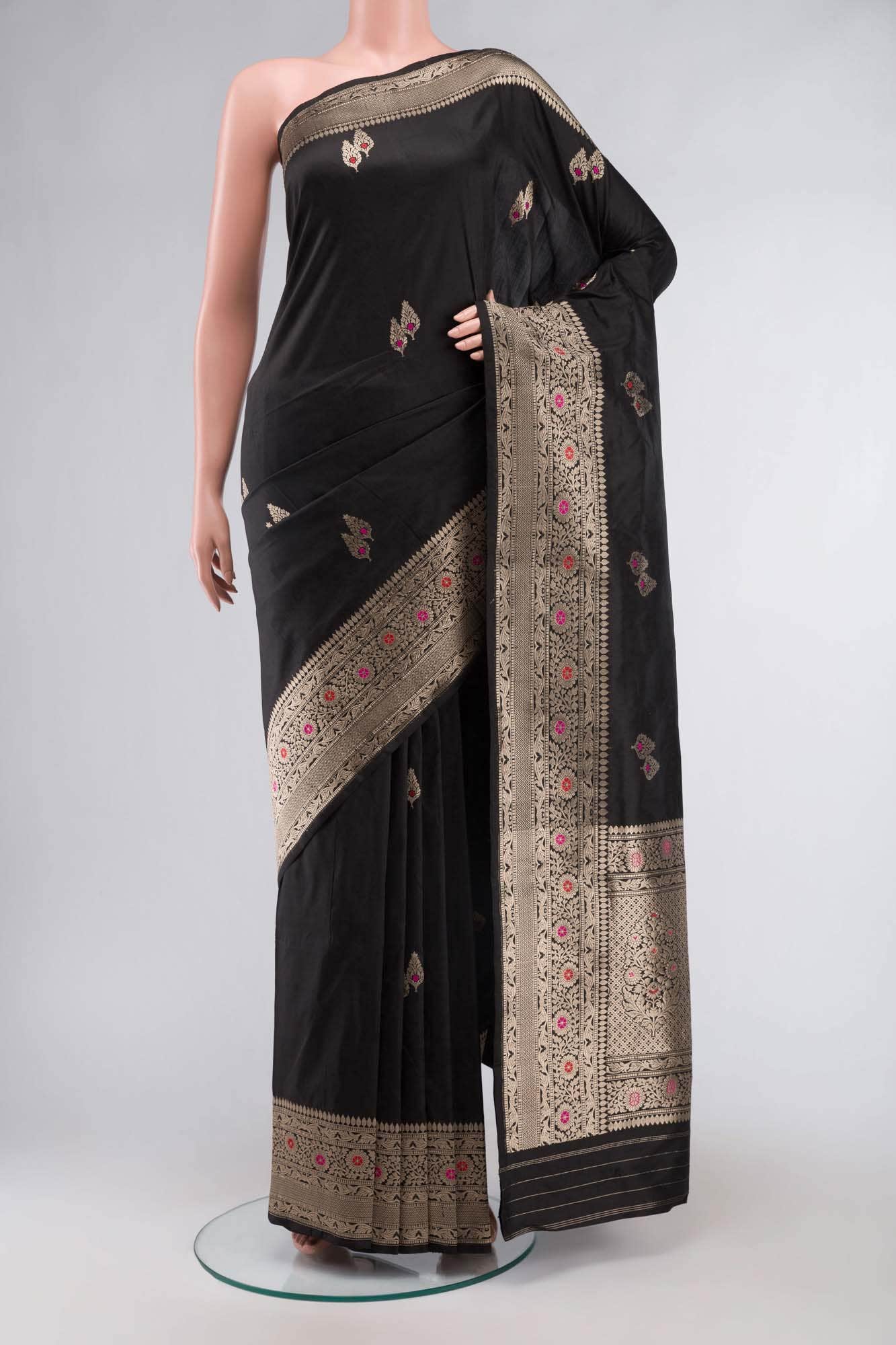Black Banarasi Katan Silk Saree