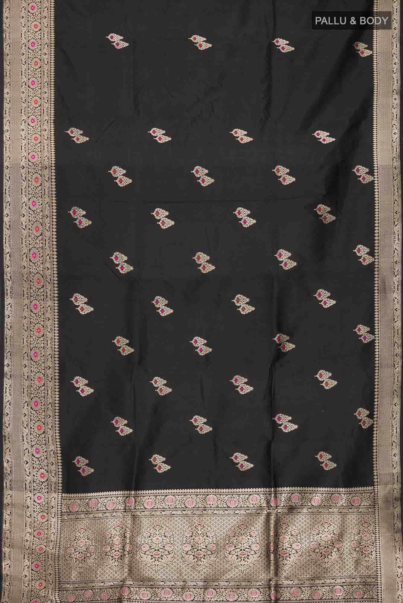 Black Banarasi Katan Silk Saree
