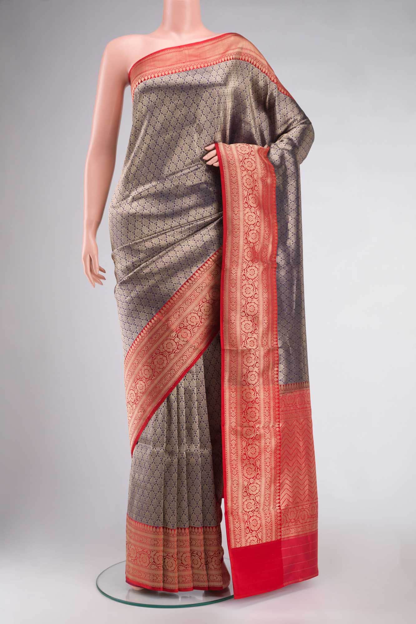 Blue Banarasi Katan Silk Saree