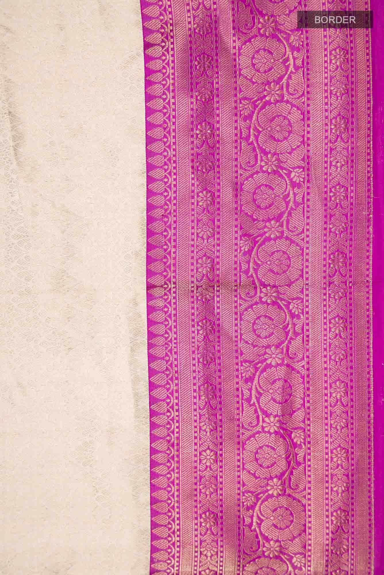 Beige Banarasi Katan Silk Saree
