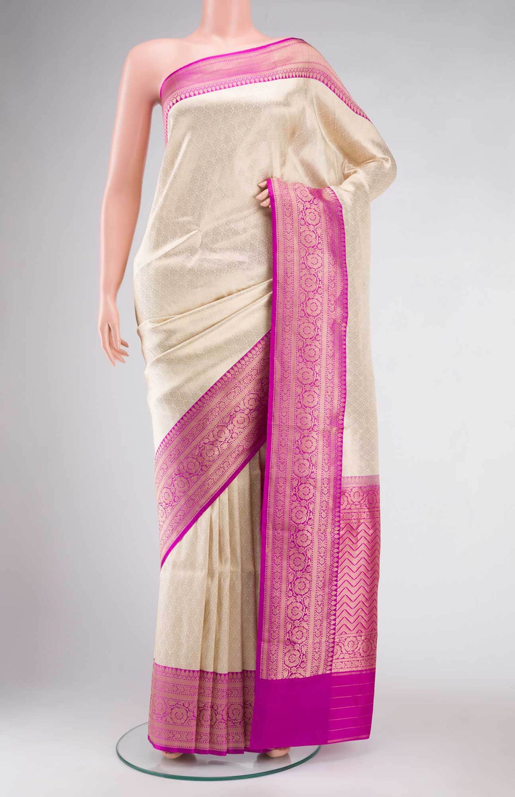 Beige Banarasi Katan Silk Saree
