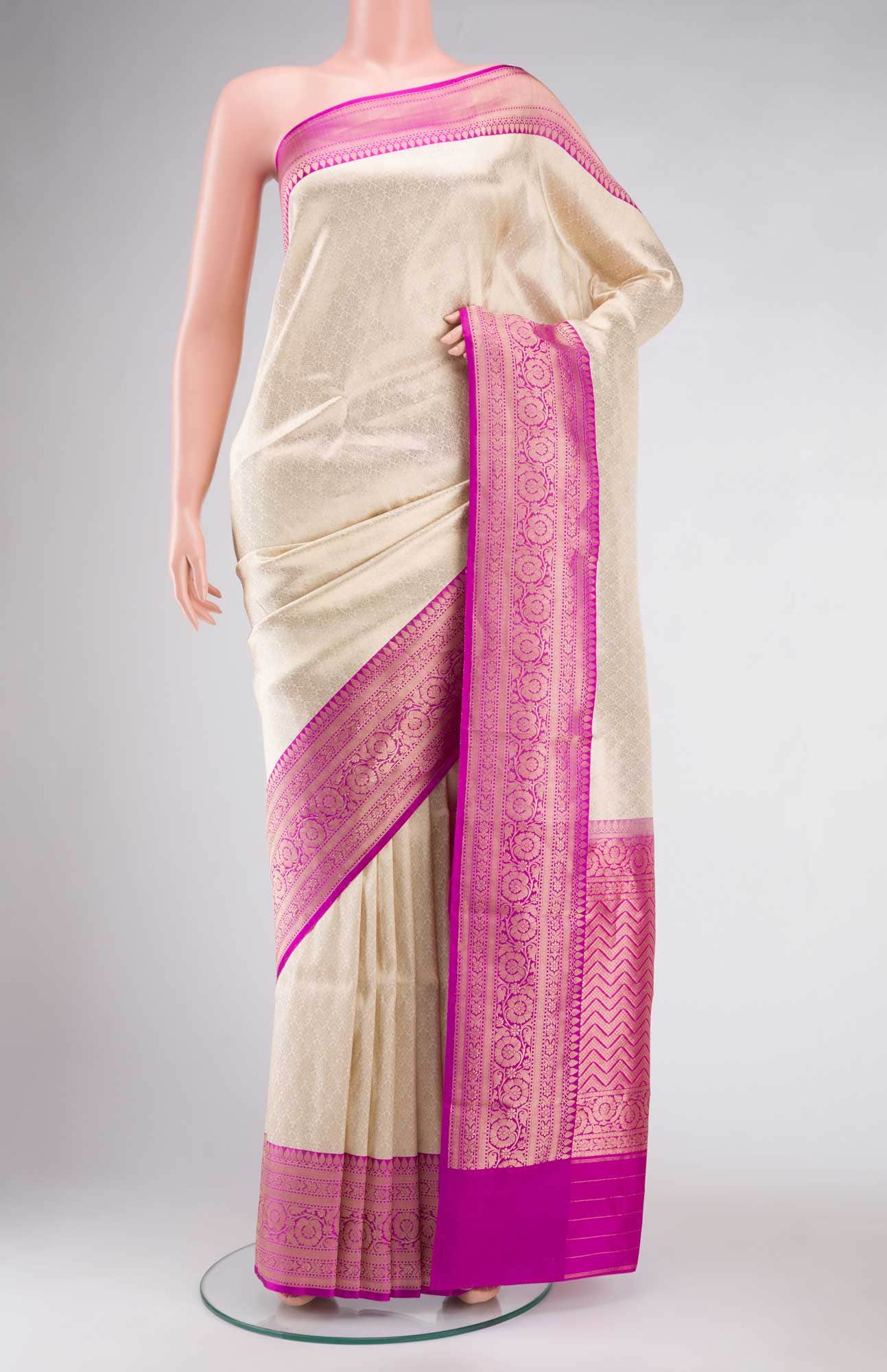 Beige Banarasi Katan Silk Saree