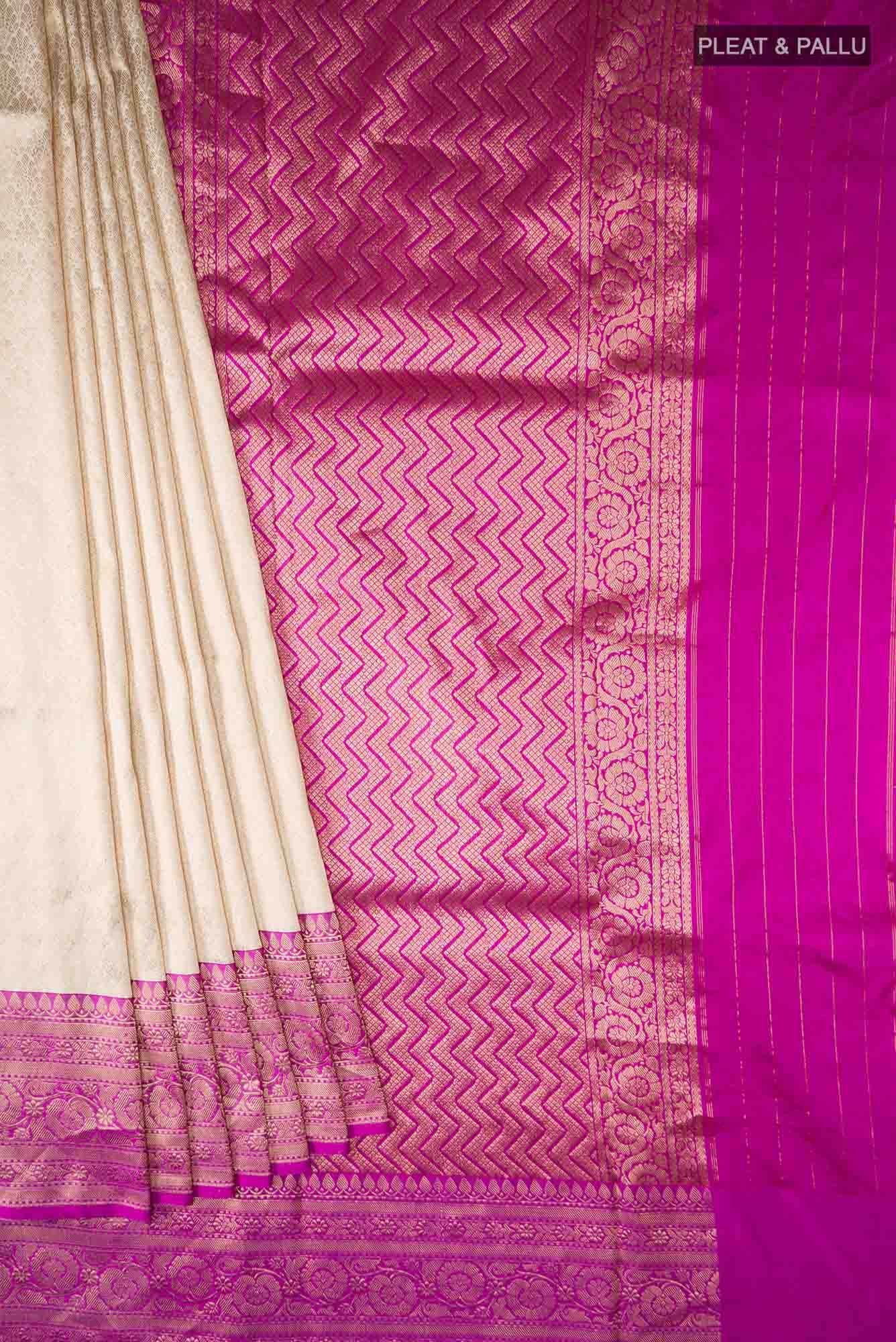 Beige Banarasi Katan Silk Saree