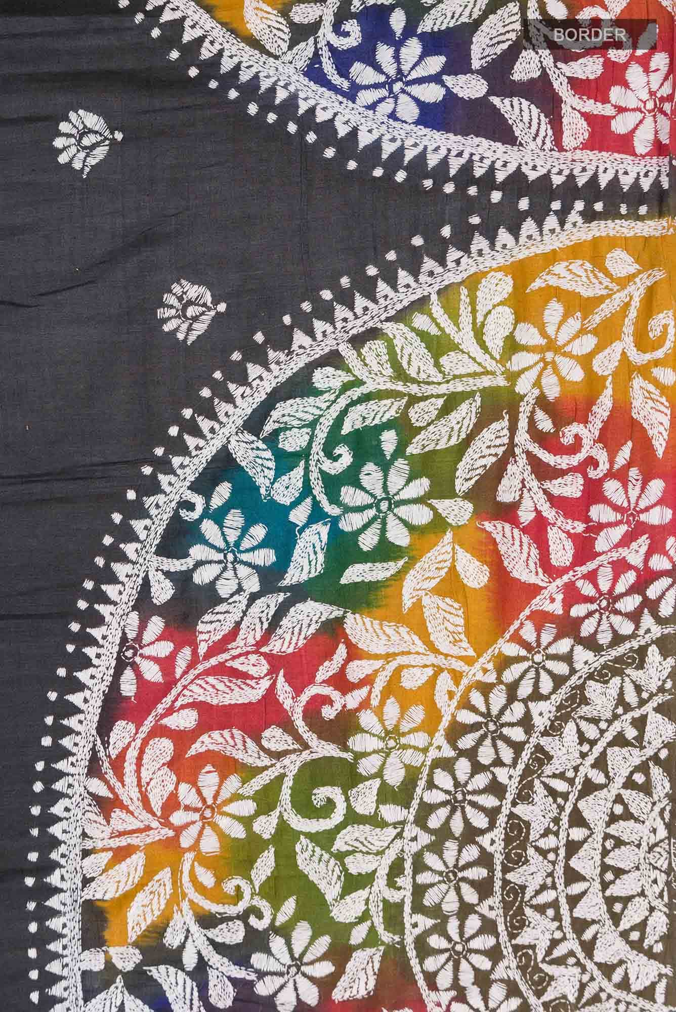 Black Tussar Silk Saree