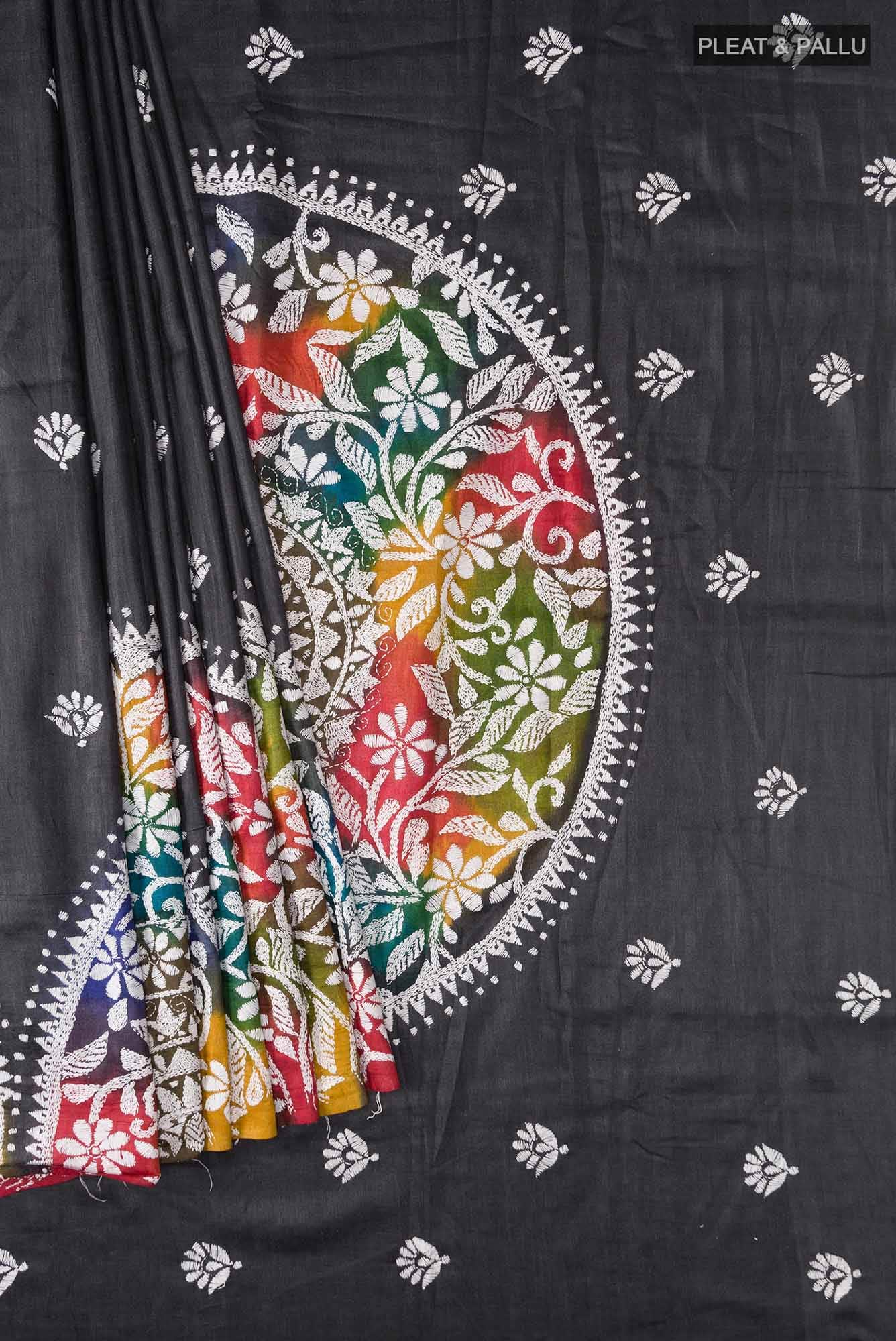 Black Tussar Silk Saree
