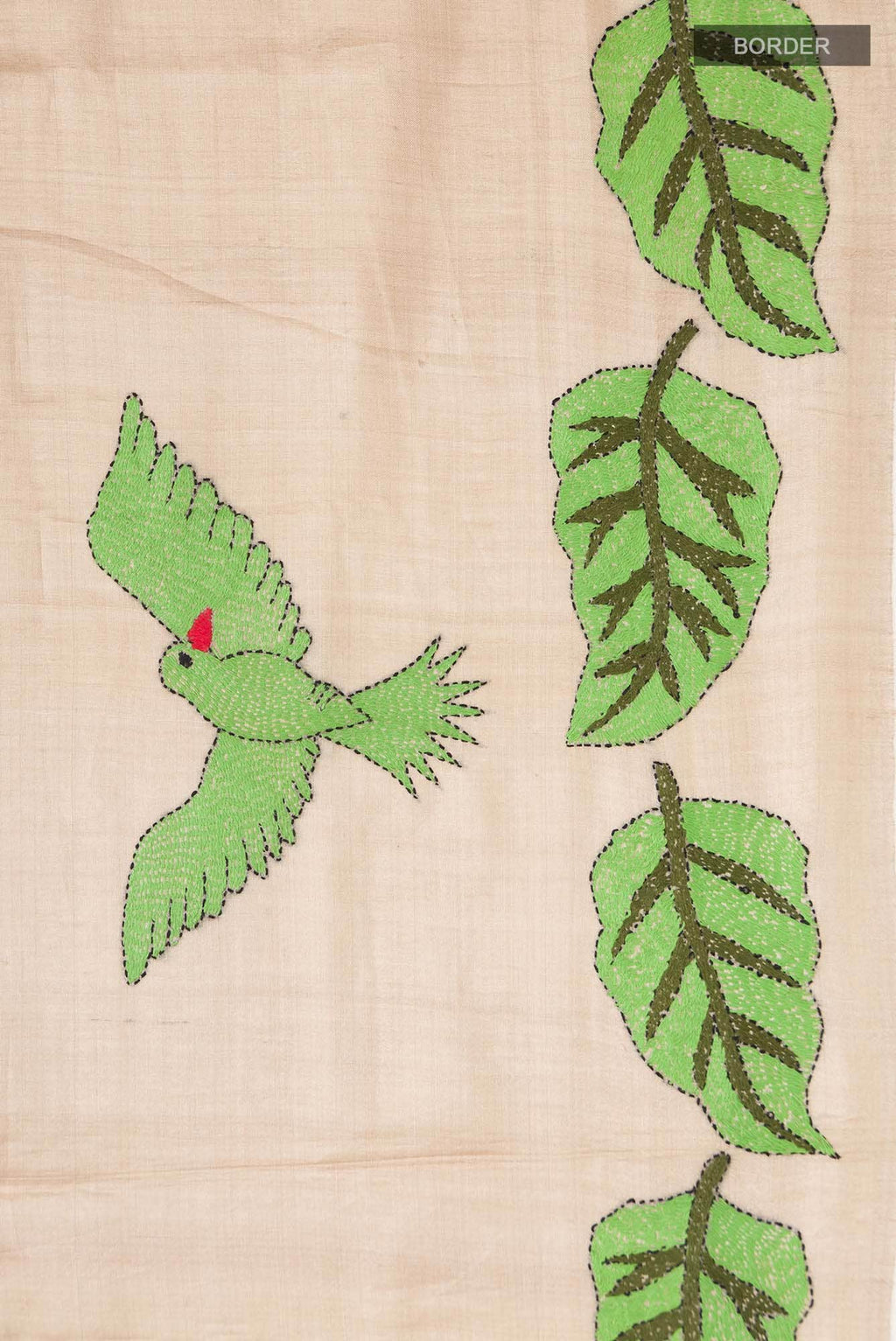 Beige Tussar Silk Saree