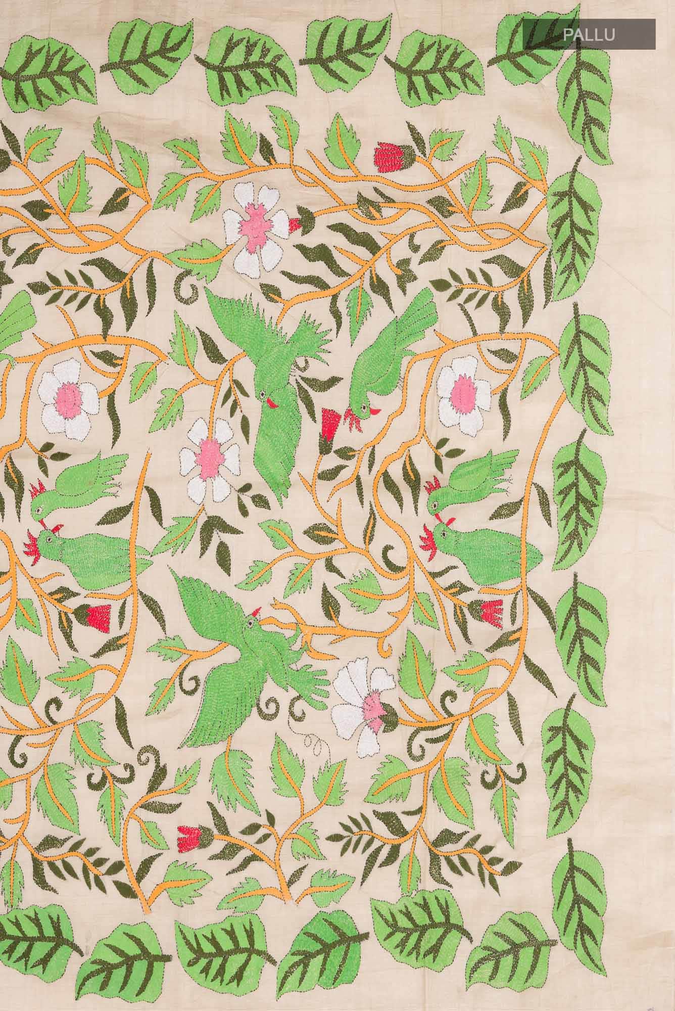 Beige Tussar Silk Saree