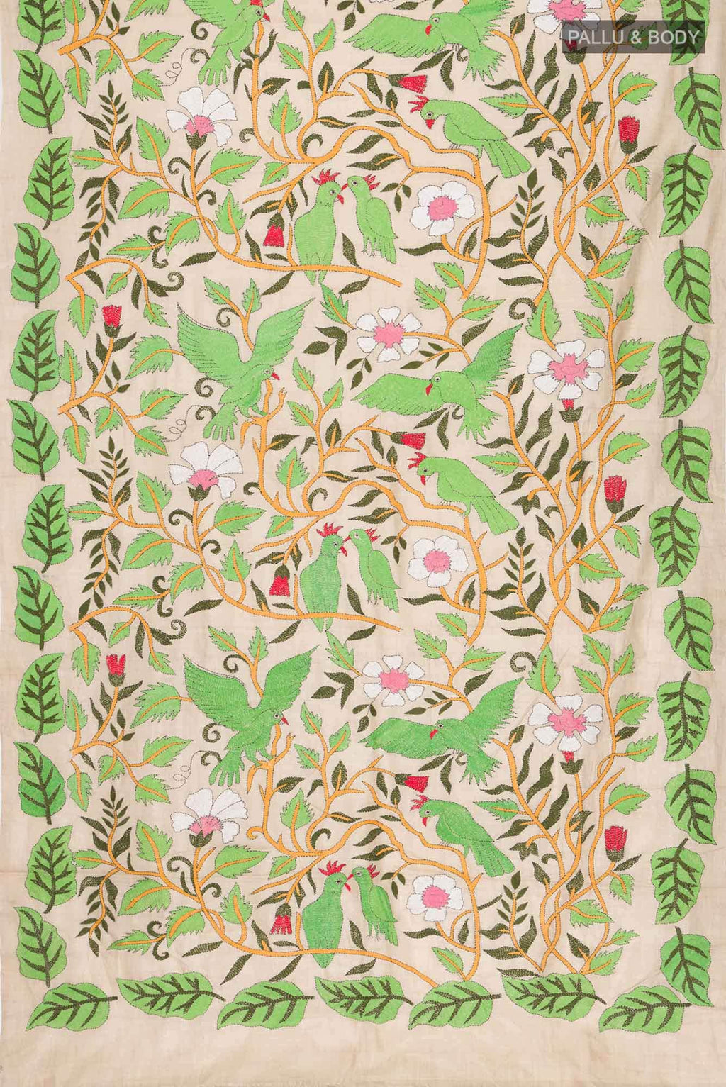 Beige Tussar Silk Saree