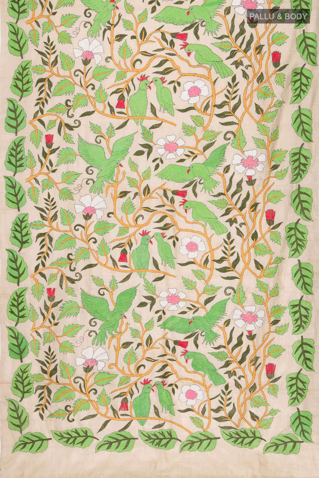Beige Tussar Silk Saree
