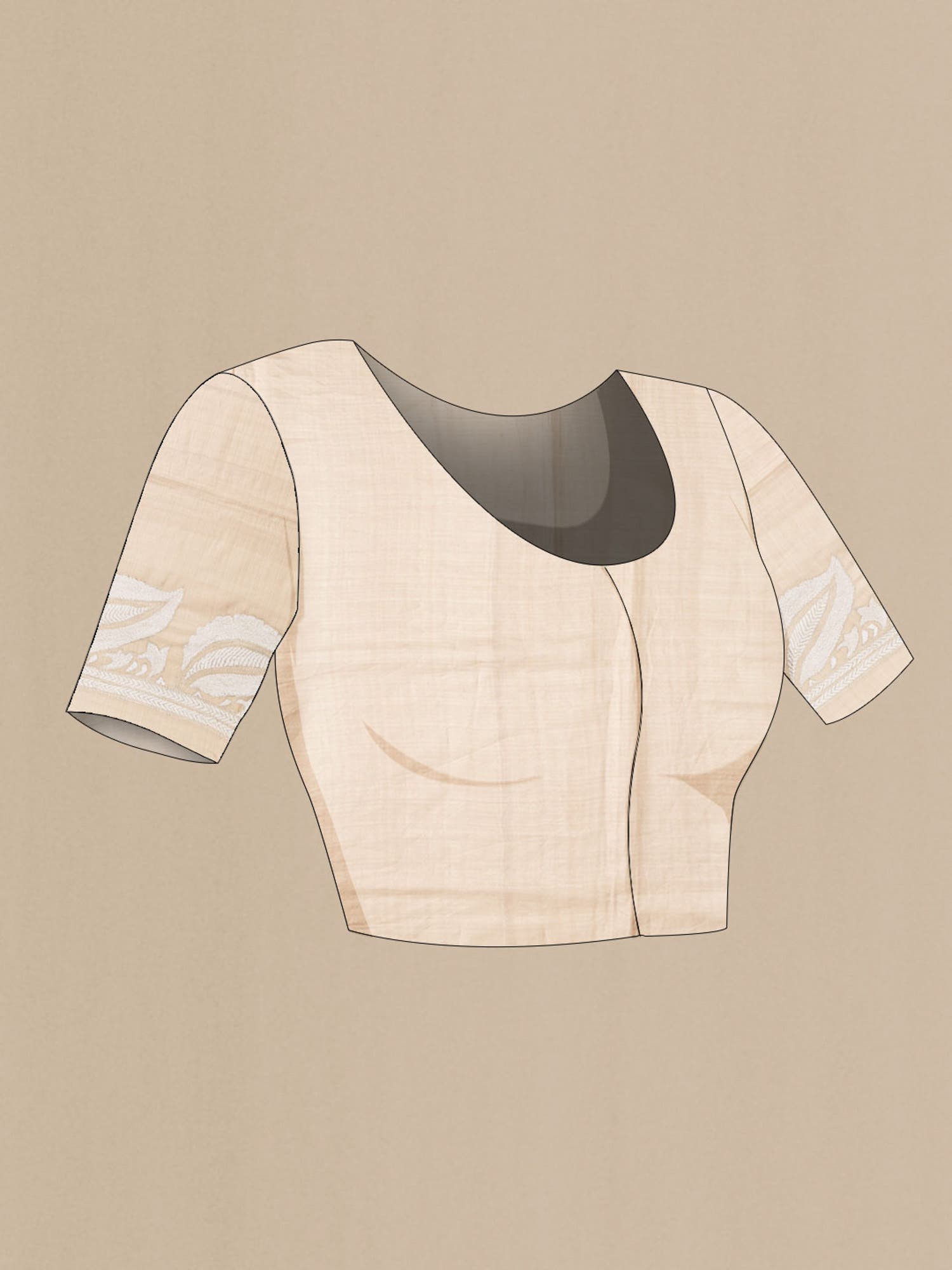 Beige Tussar Silk Saree