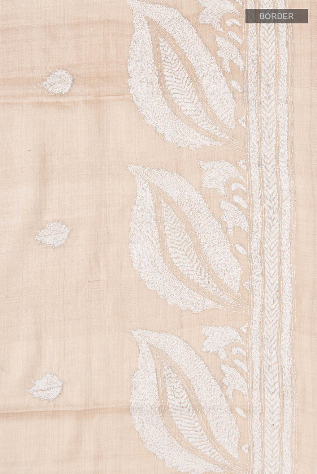 Beige Tussar Silk Saree